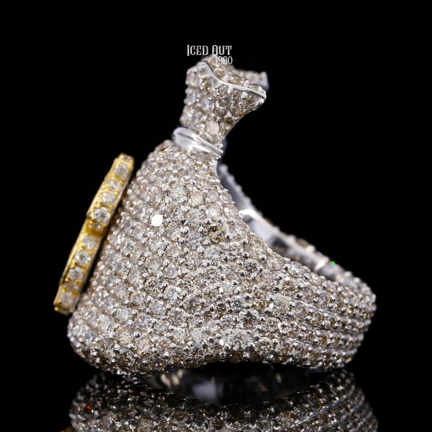 Luxury 7 Carat Moissanite Diamond Iced Out Dollar Bag Hip Hop Ring