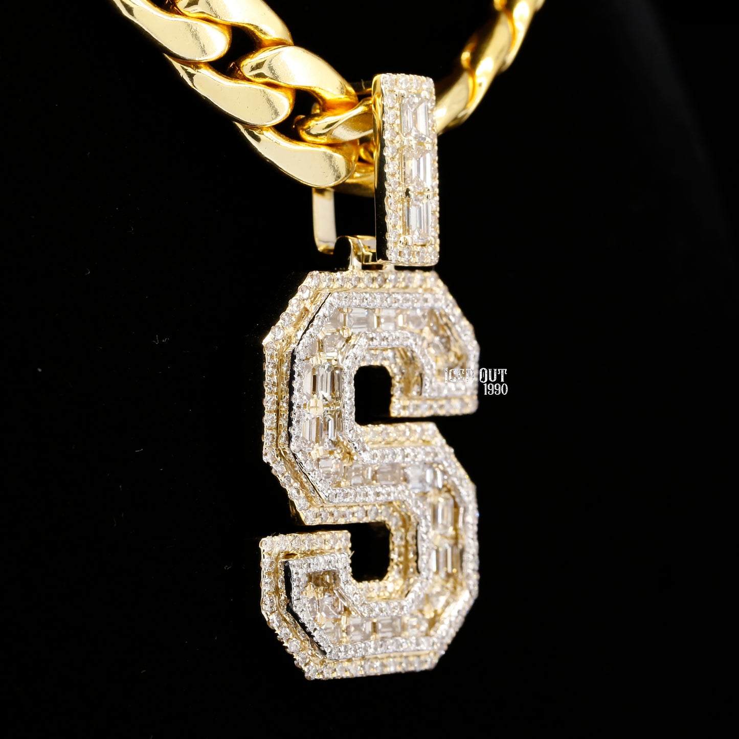 4.80 Carat S Initial Moissanite Diamond Round And Emerald Shape Totally Iced Out Stylish Hip Hop Pendant