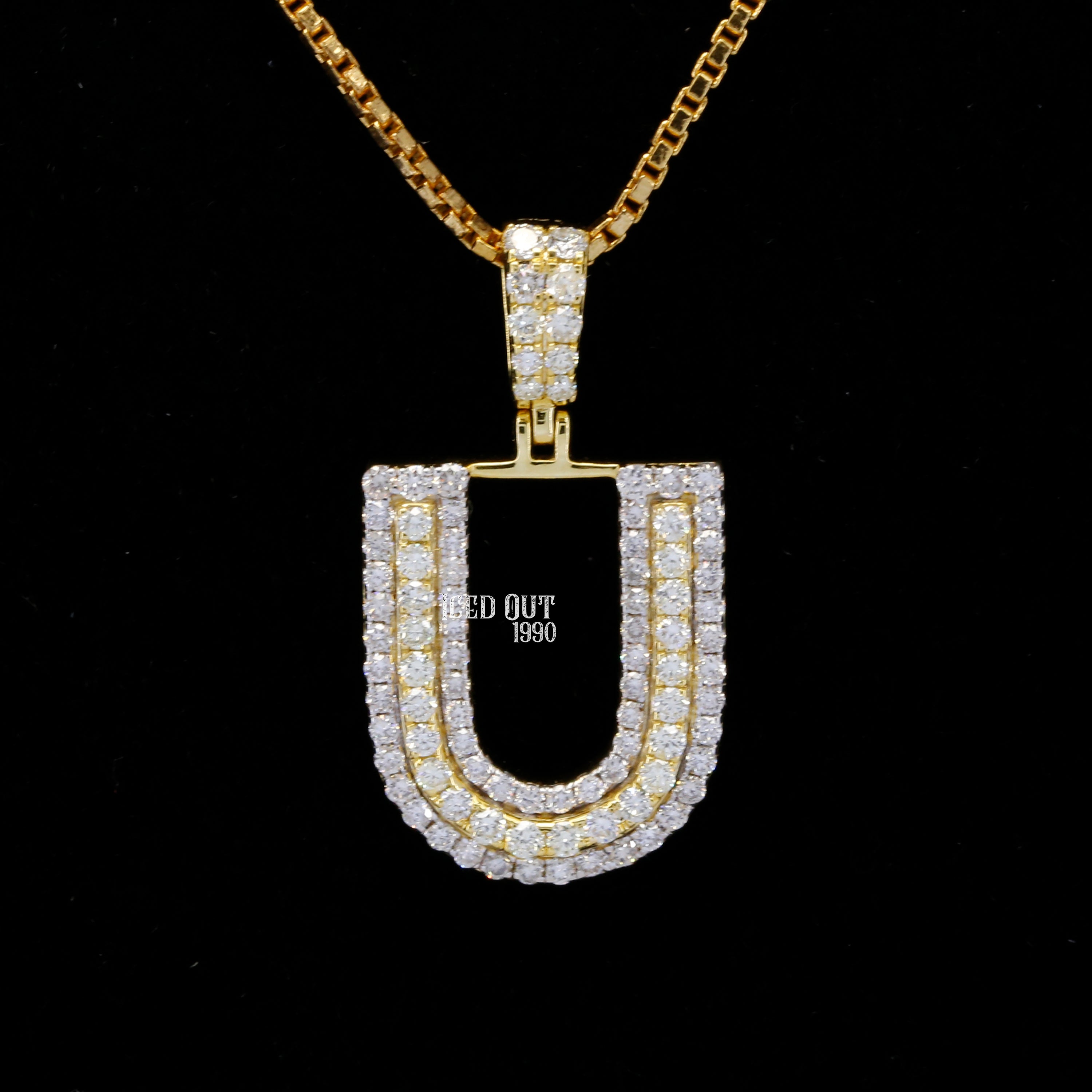 U Initial Moissanite Diamond Totally Iced Out Hip Hop Style Pendant