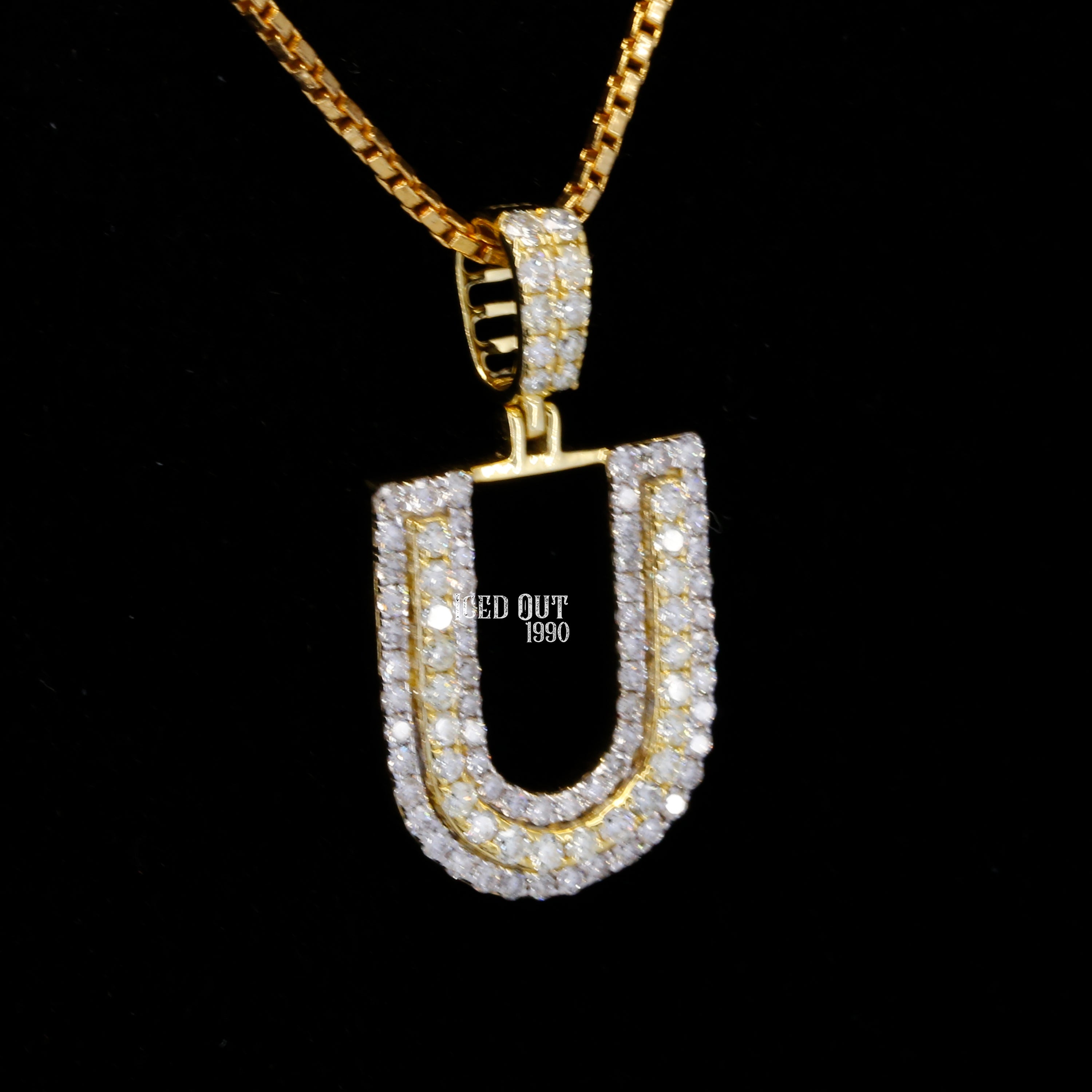 U Initial Moissanite Diamond Totally Iced Out Hip Hop Style Pendant