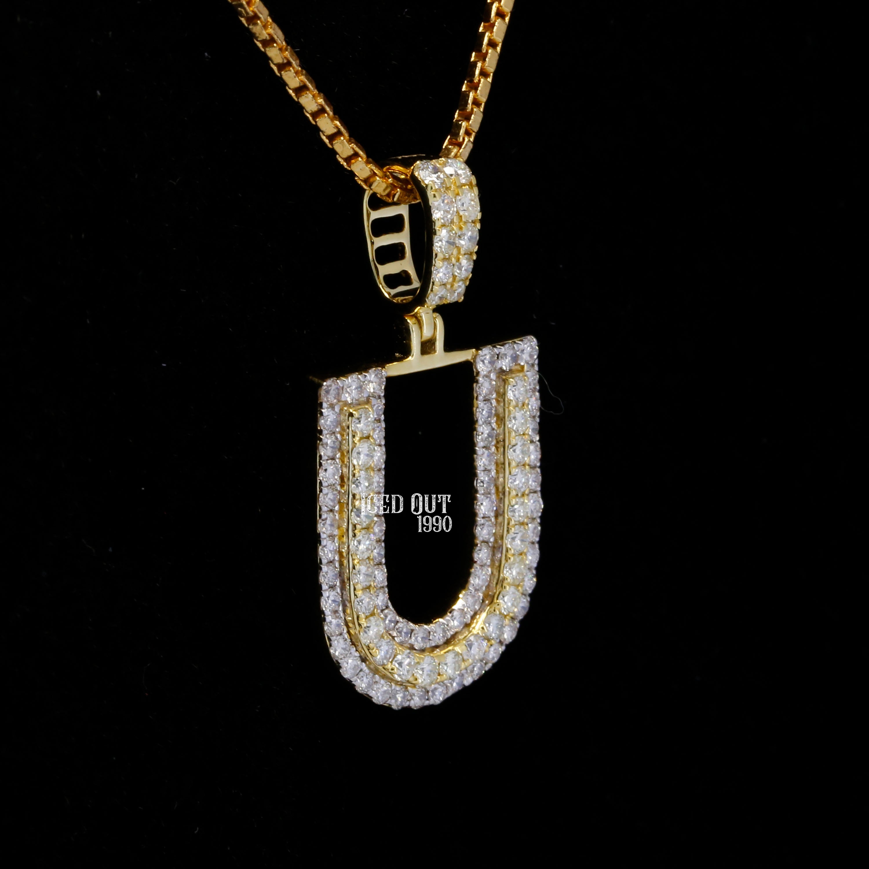 U Initial Moissanite Diamond Totally Iced Out Hip Hop Style Pendant