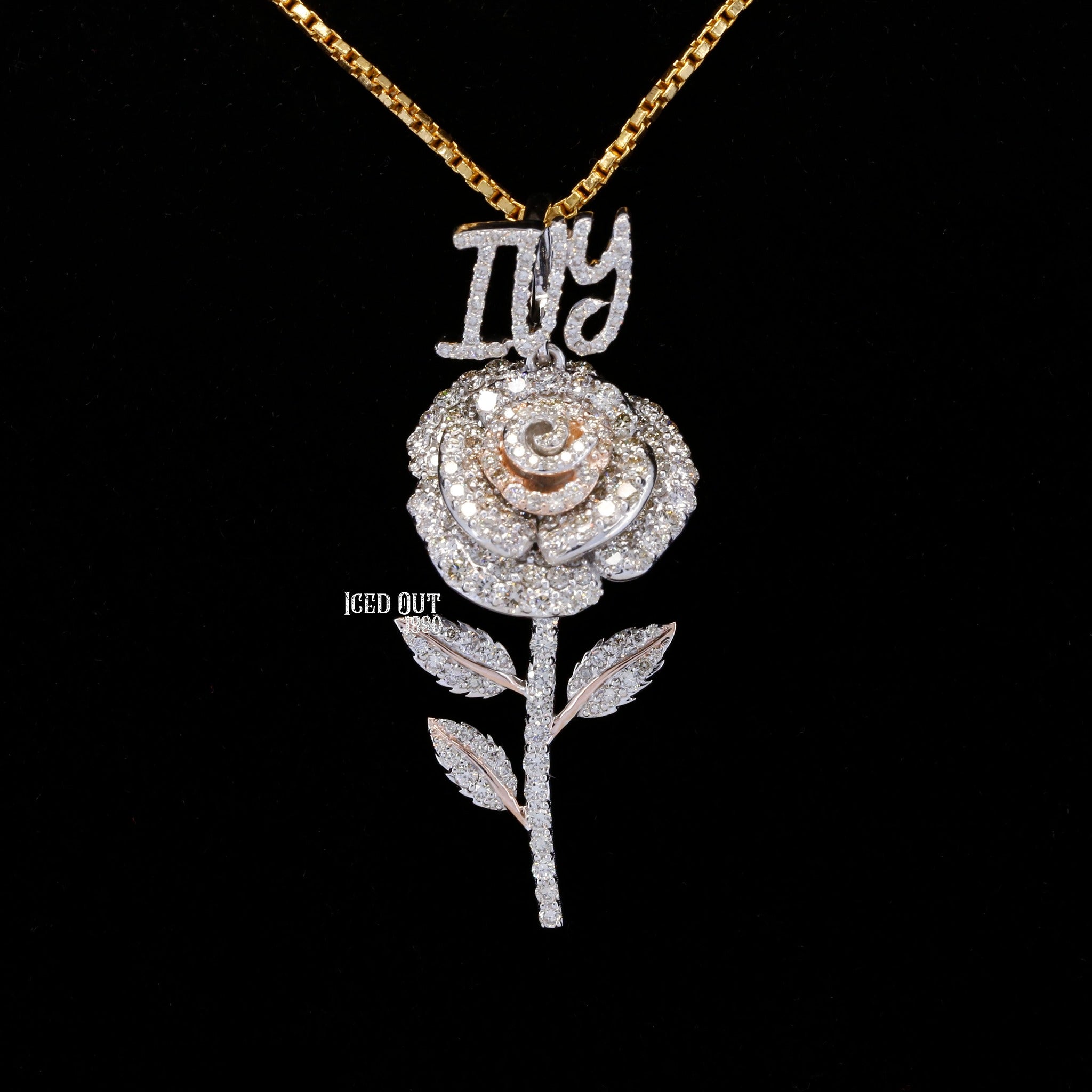 Flower Shaped Iced Out VVS Moissanite Name Pendant