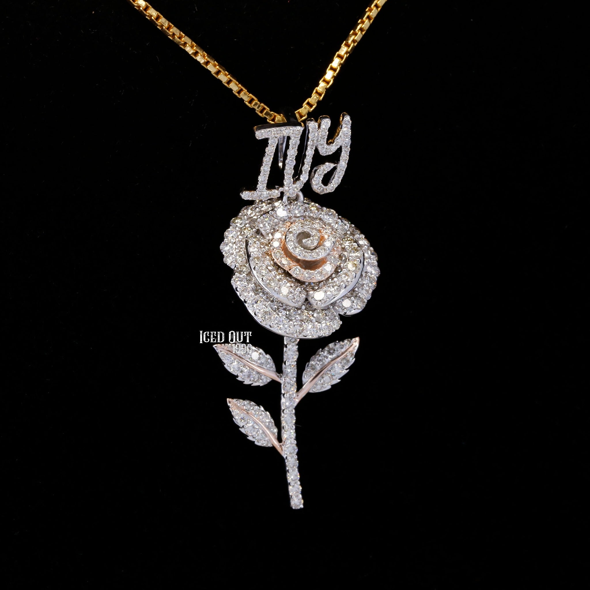 Flower Shaped Iced Out VVS Moissanite Name Pendant