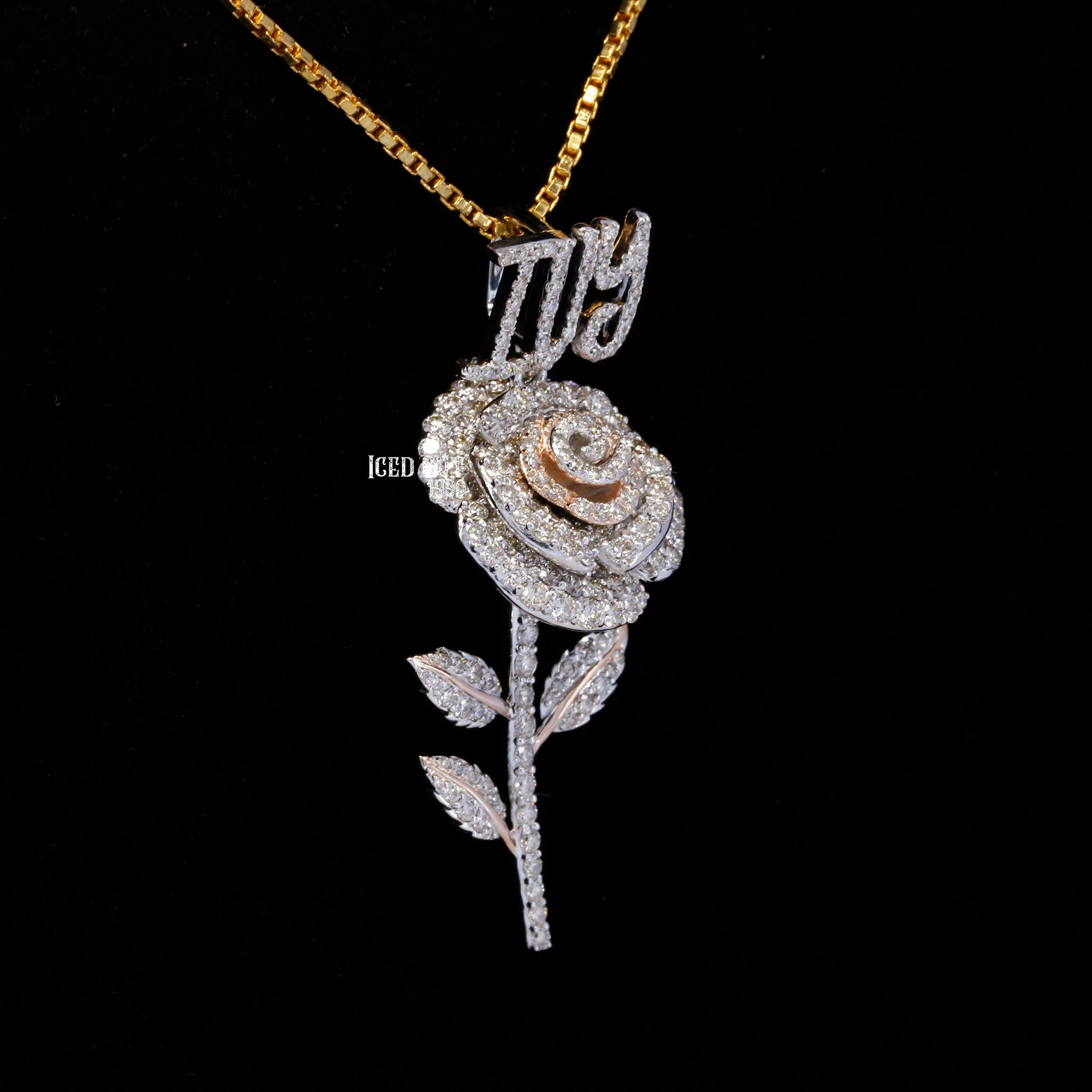 Flower Shaped Iced Out VVS Moissanite Name Pendant