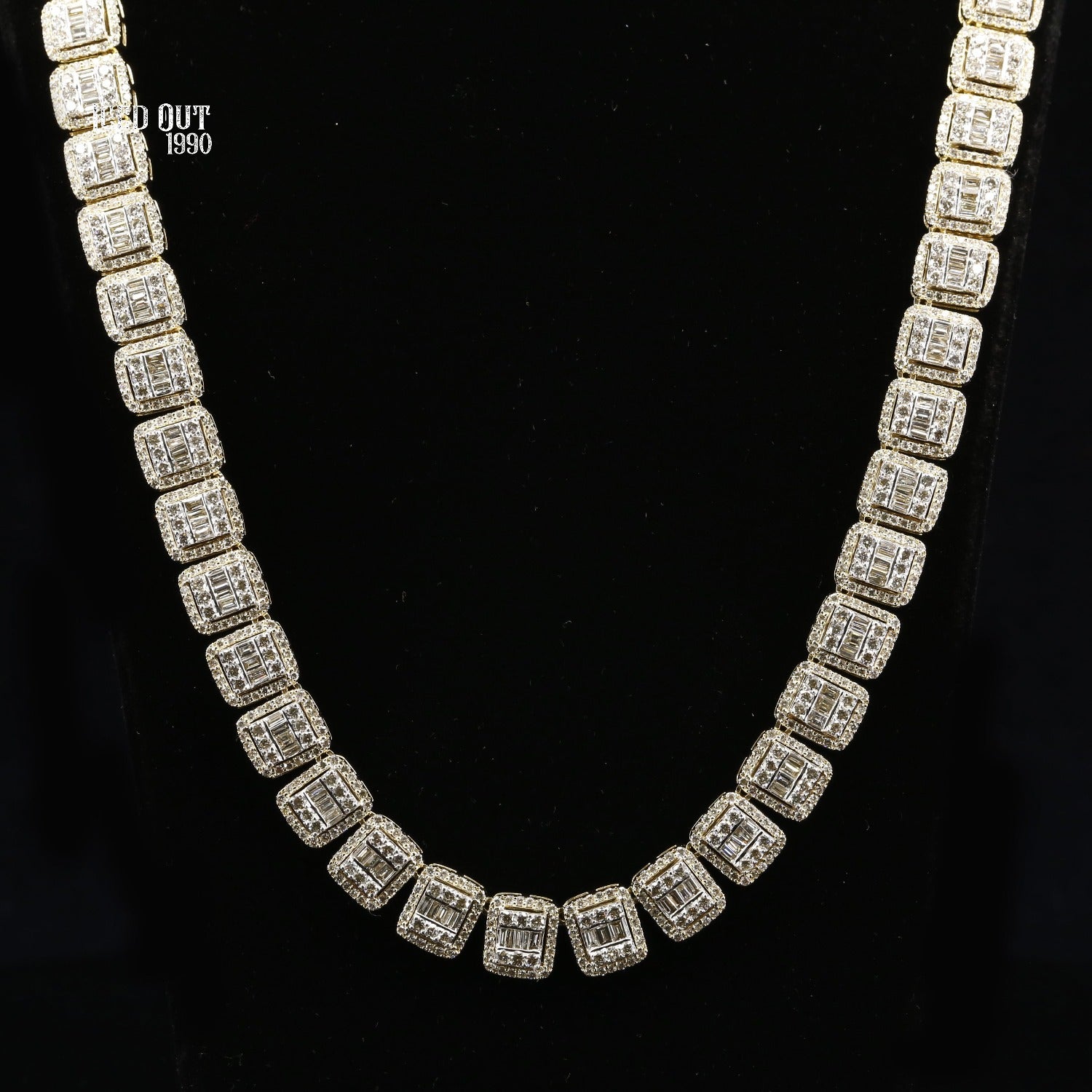 Baguette and Round Moissanite Tennis Hip Hop Chain