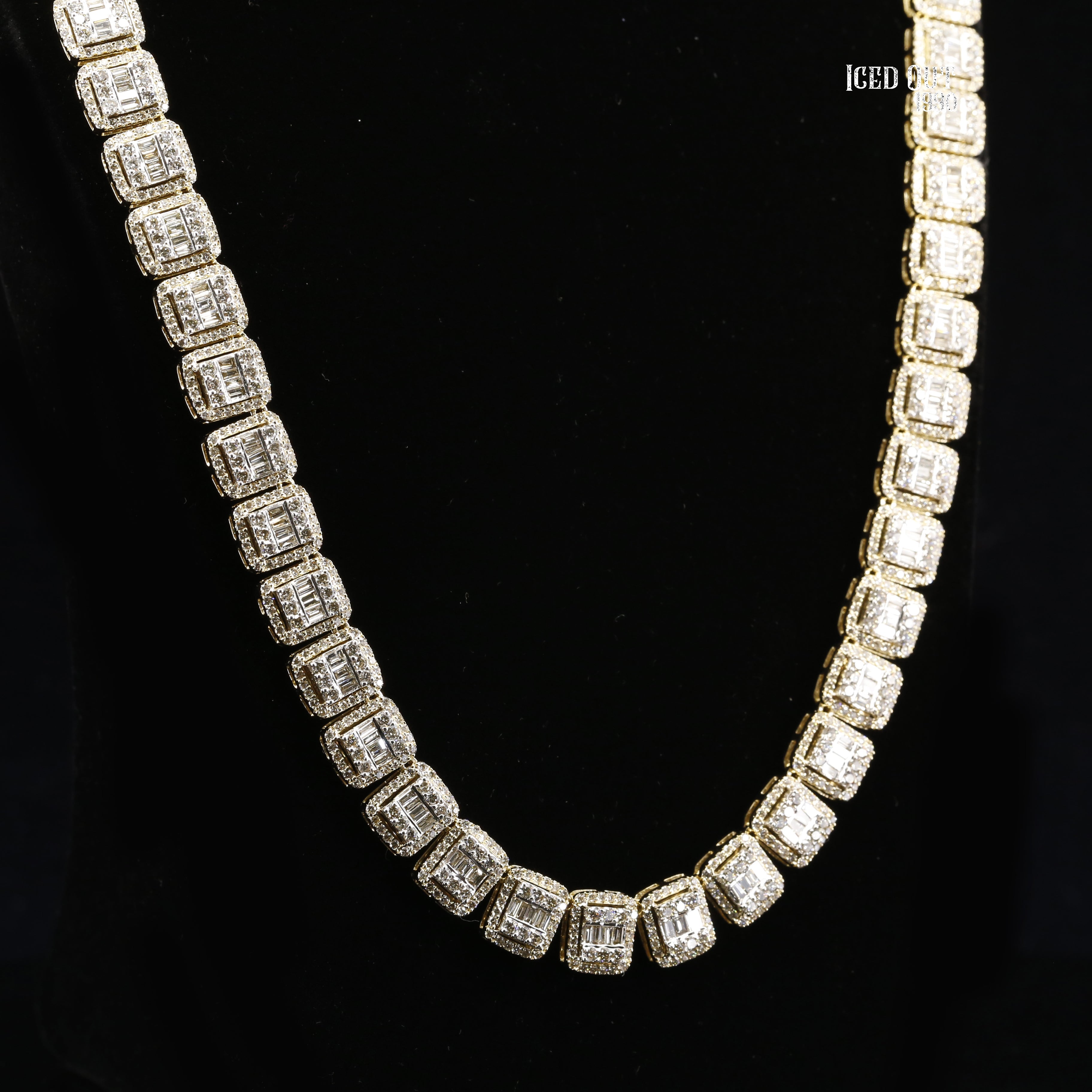 Baguette and Round Moissanite Tennis Hip Hop Chain