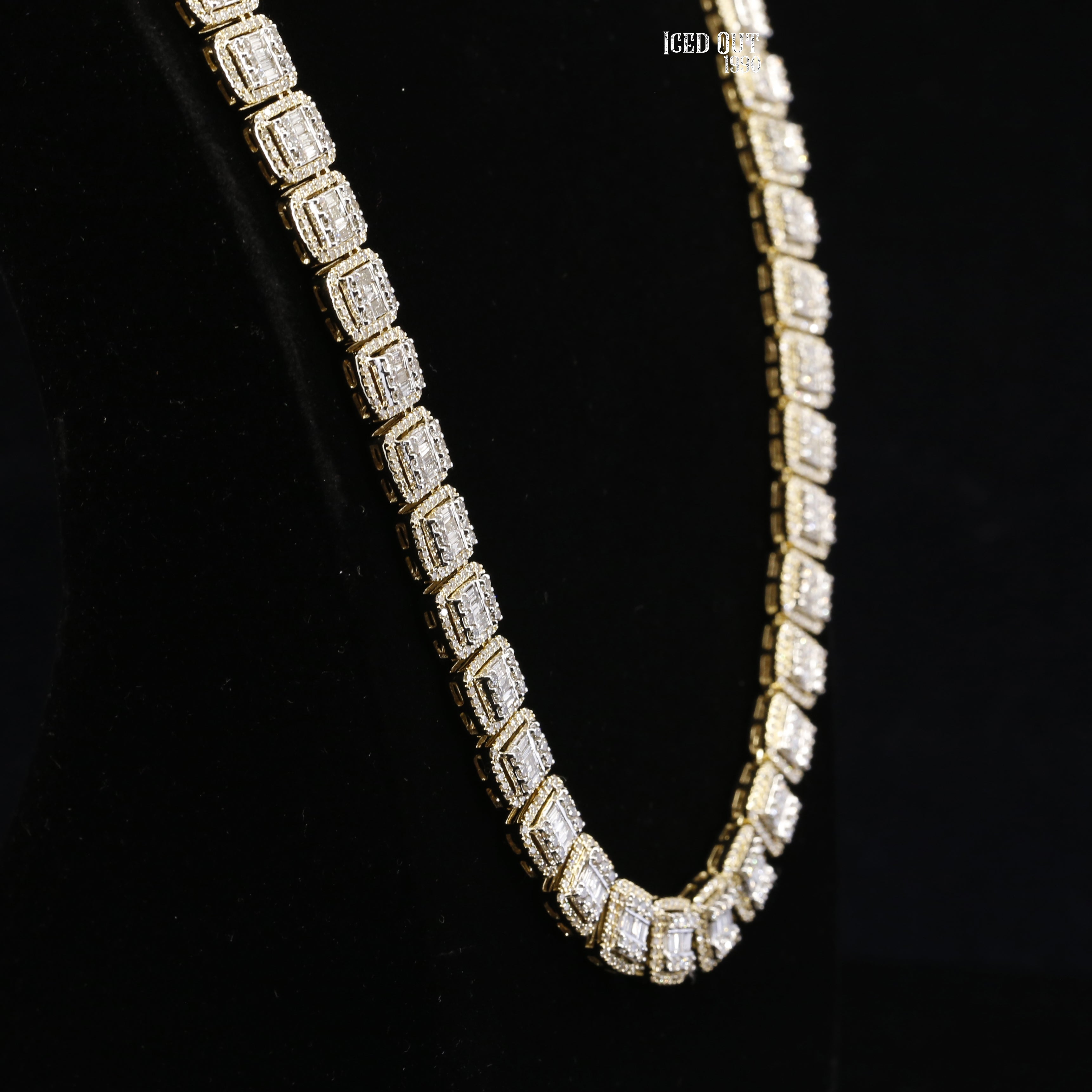 Baguette and Round Moissanite Tennis Hip Hop Chain