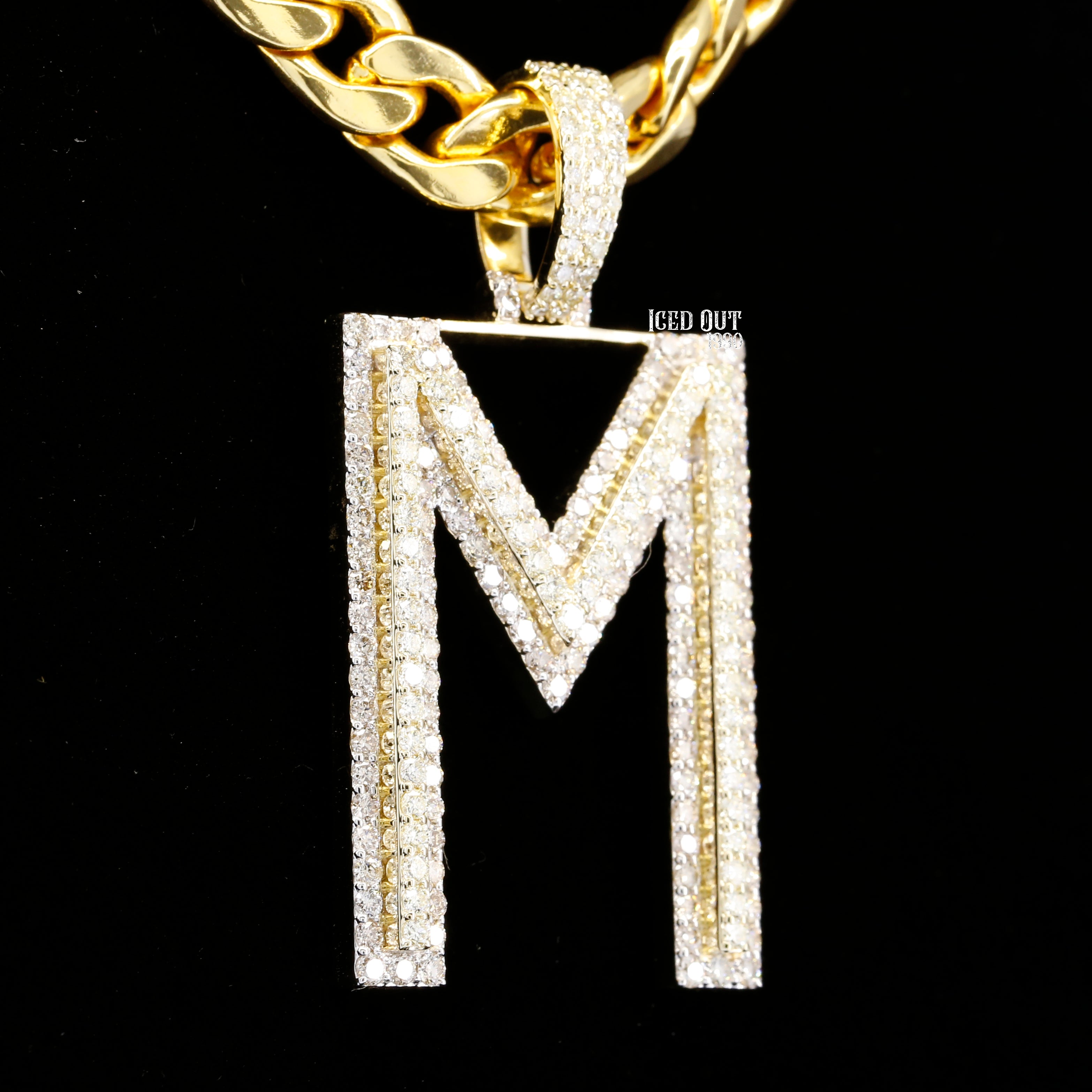 5.29 Carat M Initial Moissanite Diamond Totally Iced Out Stylish Hip Hop Pendant