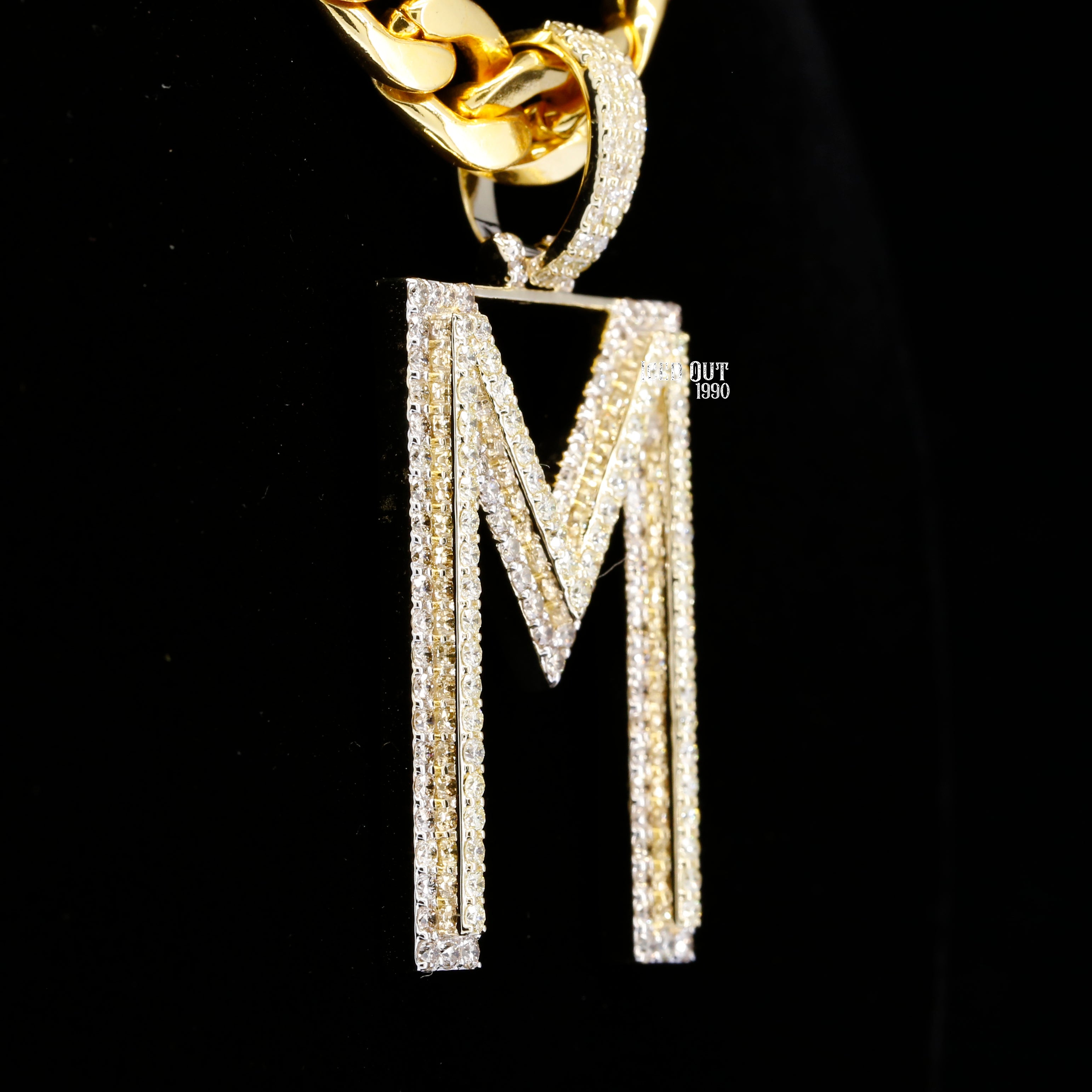 5.29 Carat M Initial Moissanite Diamond Totally Iced Out Stylish Hip Hop Pendant