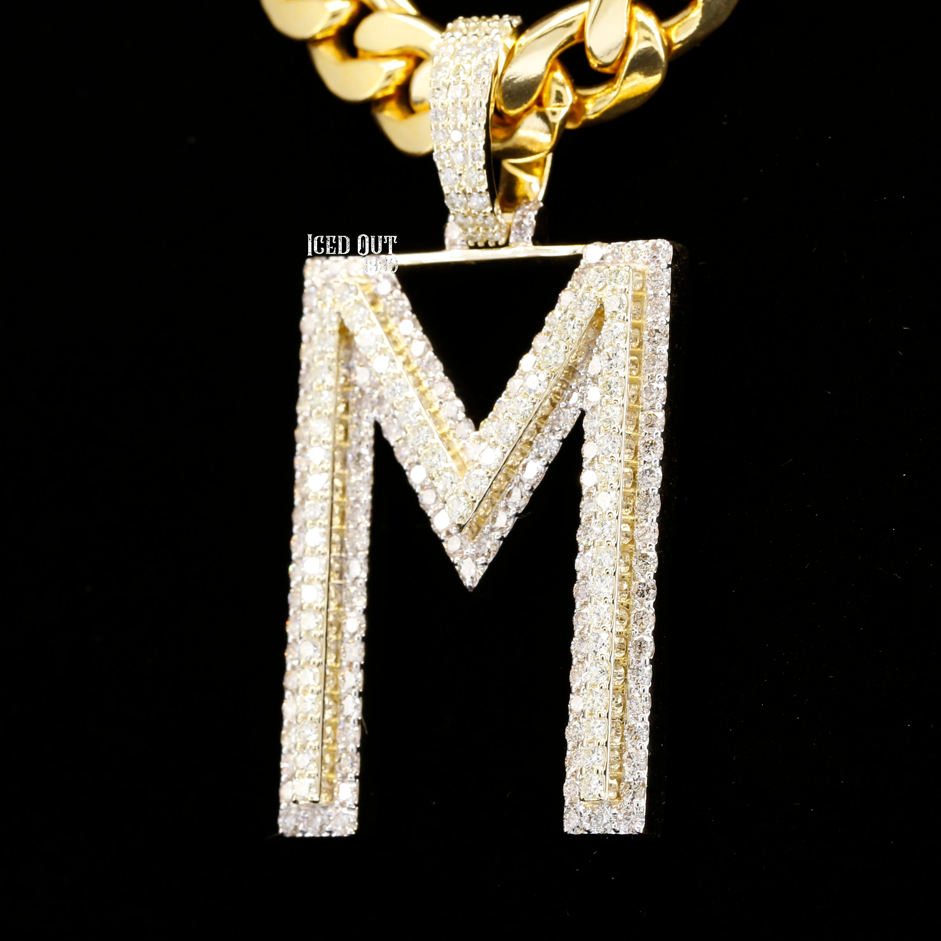 5.29 Carat M Initial Moissanite Diamond Totally Iced Out Stylish Hip Hop Pendant