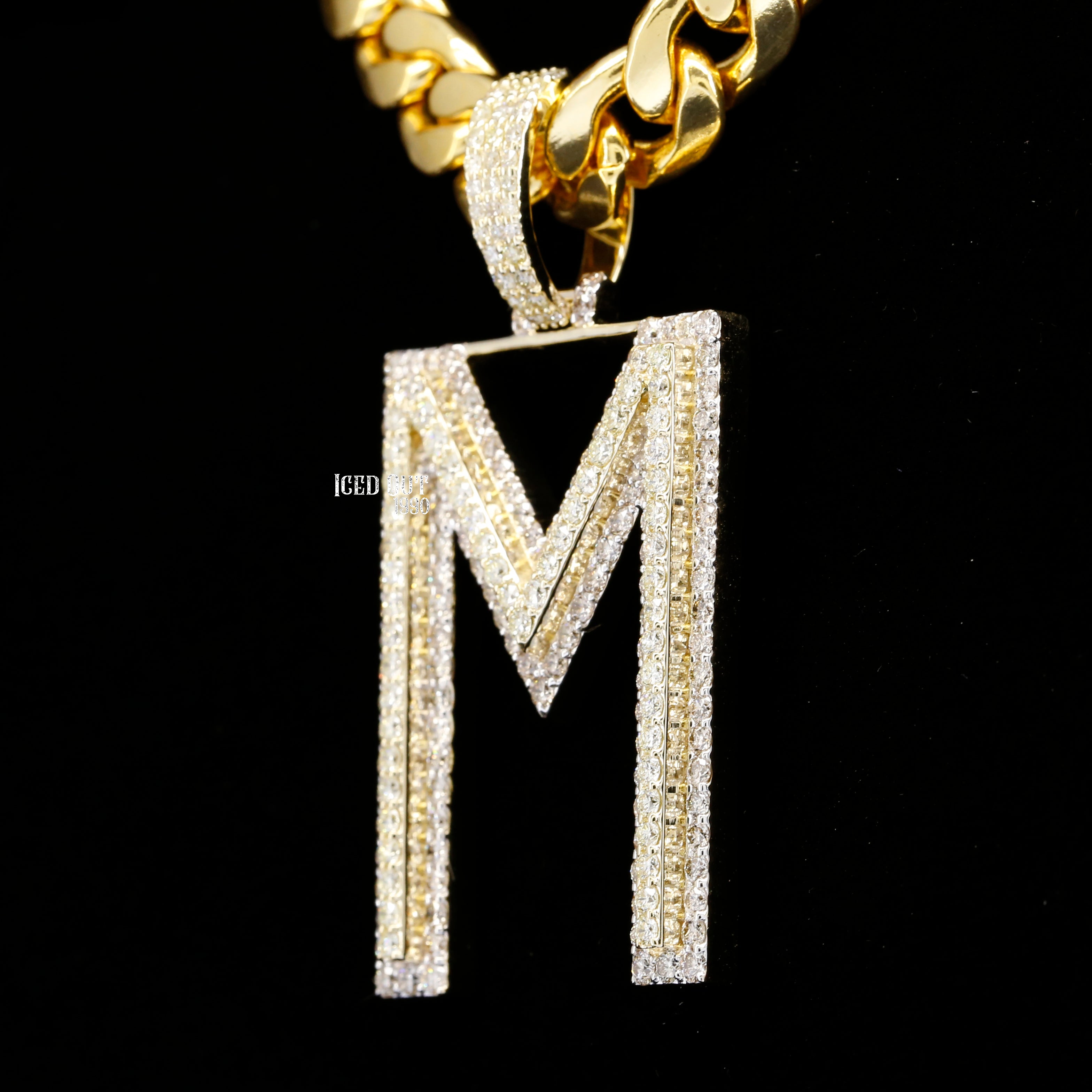 5.29 Carat M Initial Moissanite Diamond Totally Iced Out Stylish Hip Hop Pendant