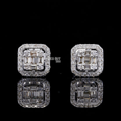 Moissanite Square Shape Stud Earrings For Women