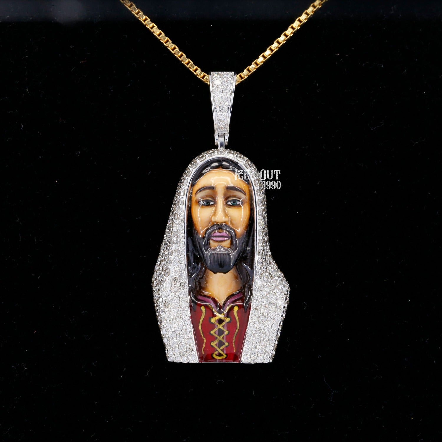 Moissanite Jesus Pendant 3D ENAMEL