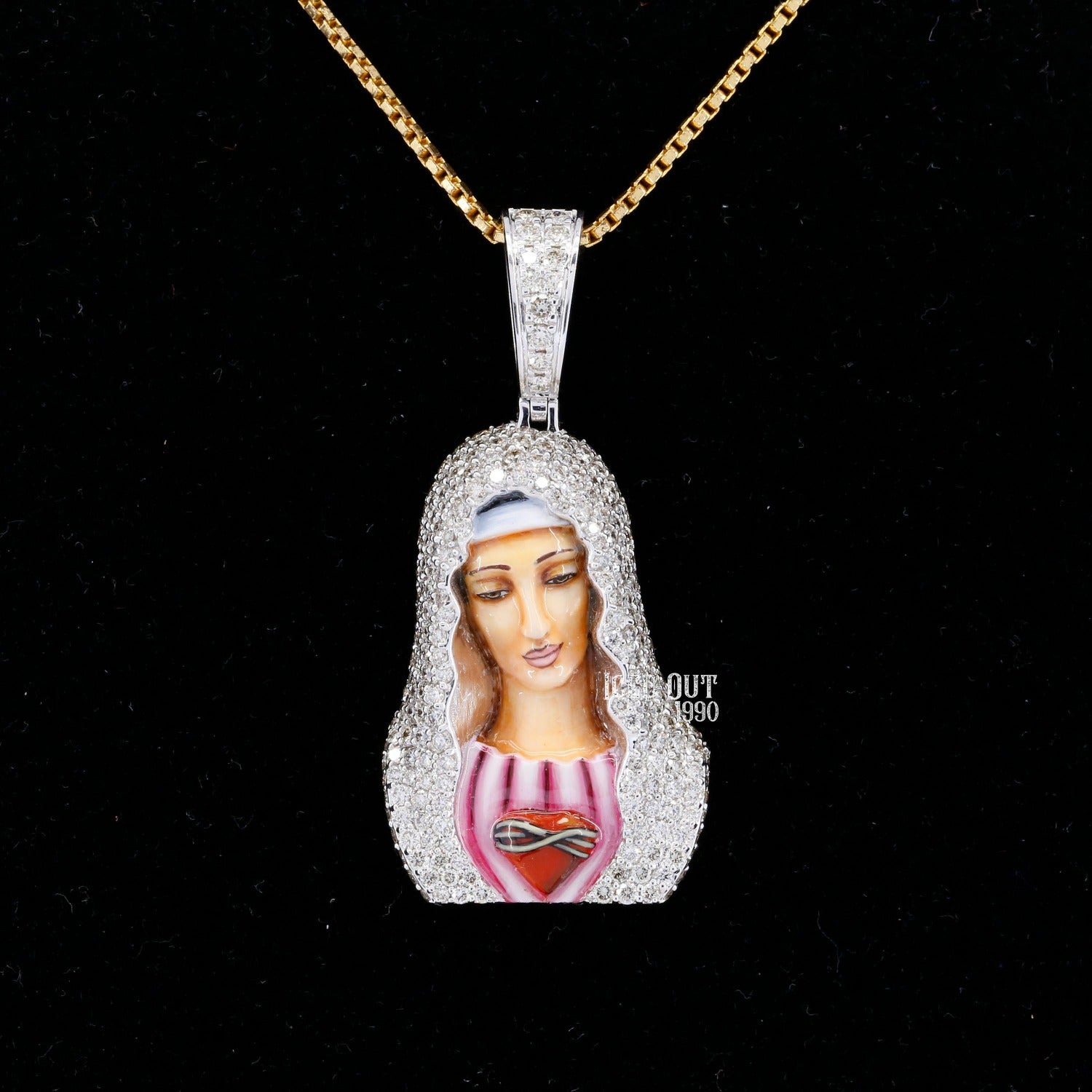 Mother Mary Moissanite Pendant 3D Enamel