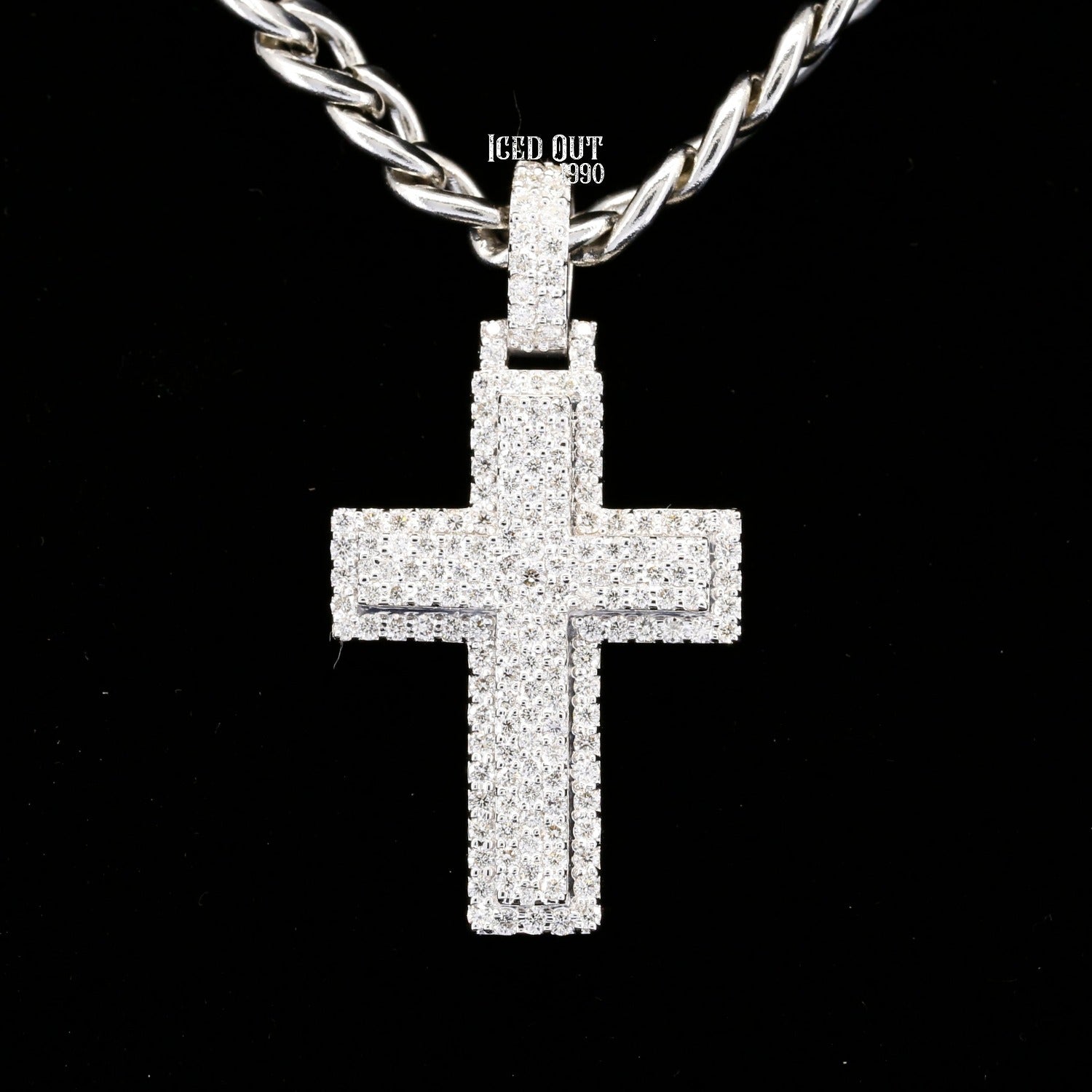 Round Cut Moissanite Diamond Cross Pendant