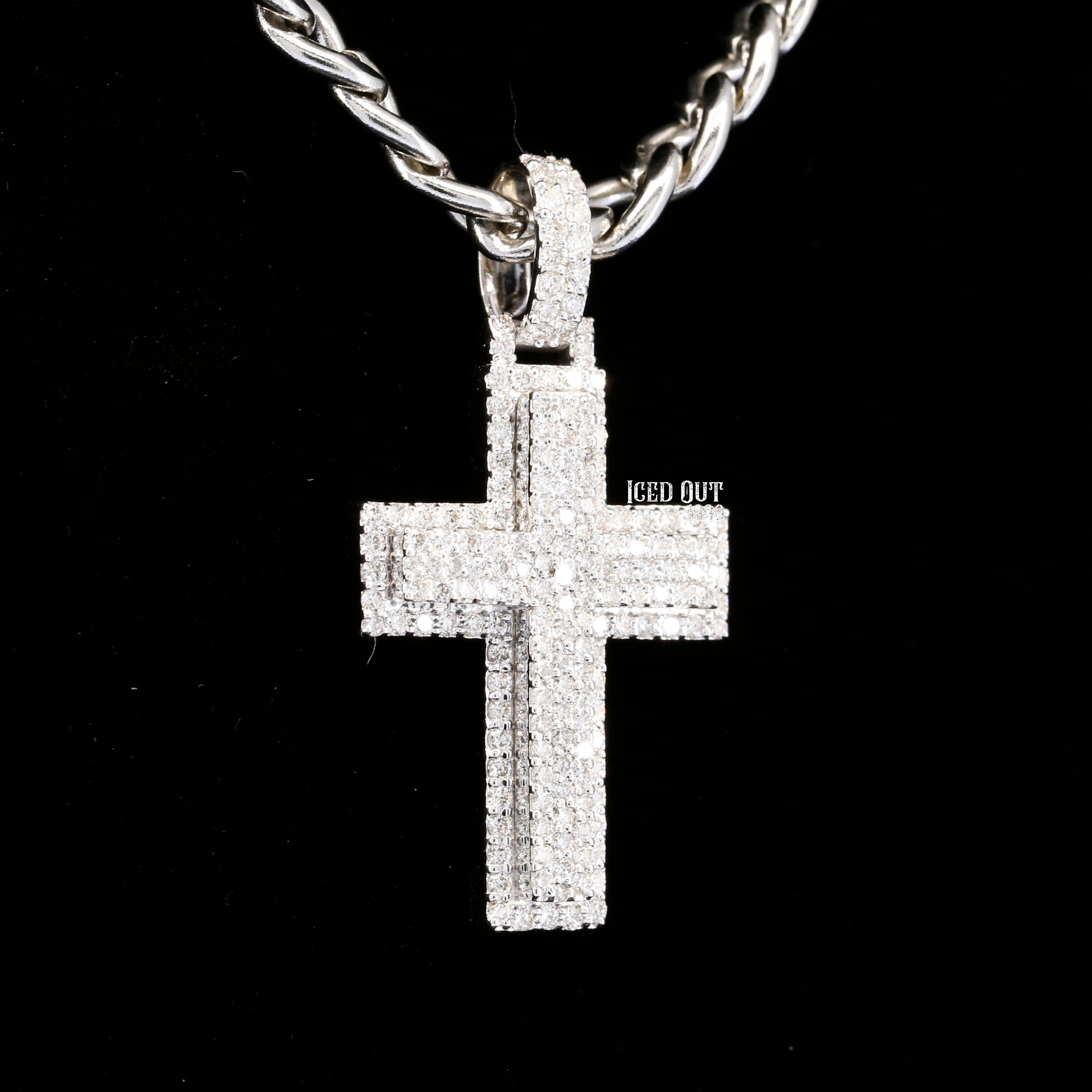 Round Cut Moissanite Diamond Cross Pendant