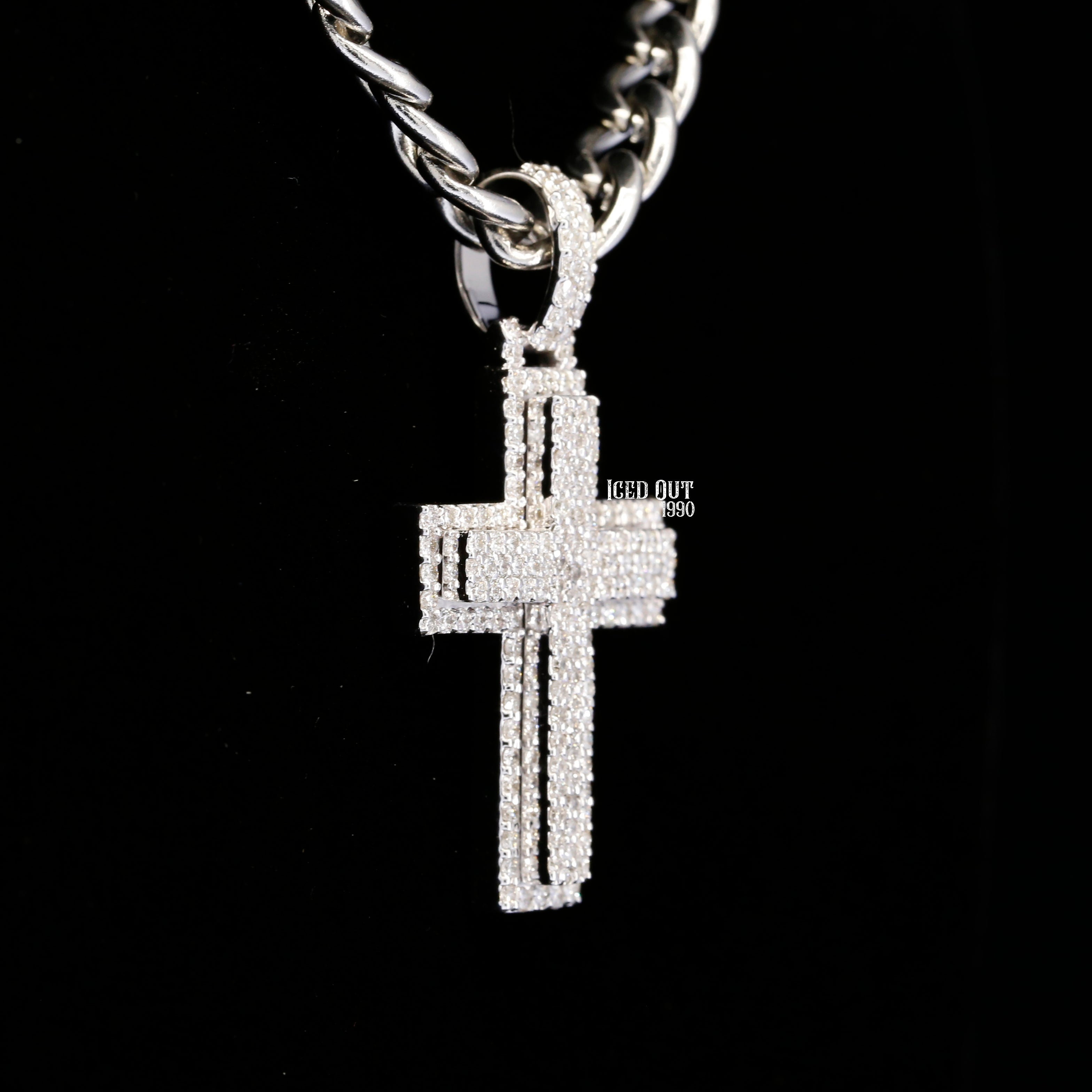 Round Cut Moissanite Diamond Cross Pendant