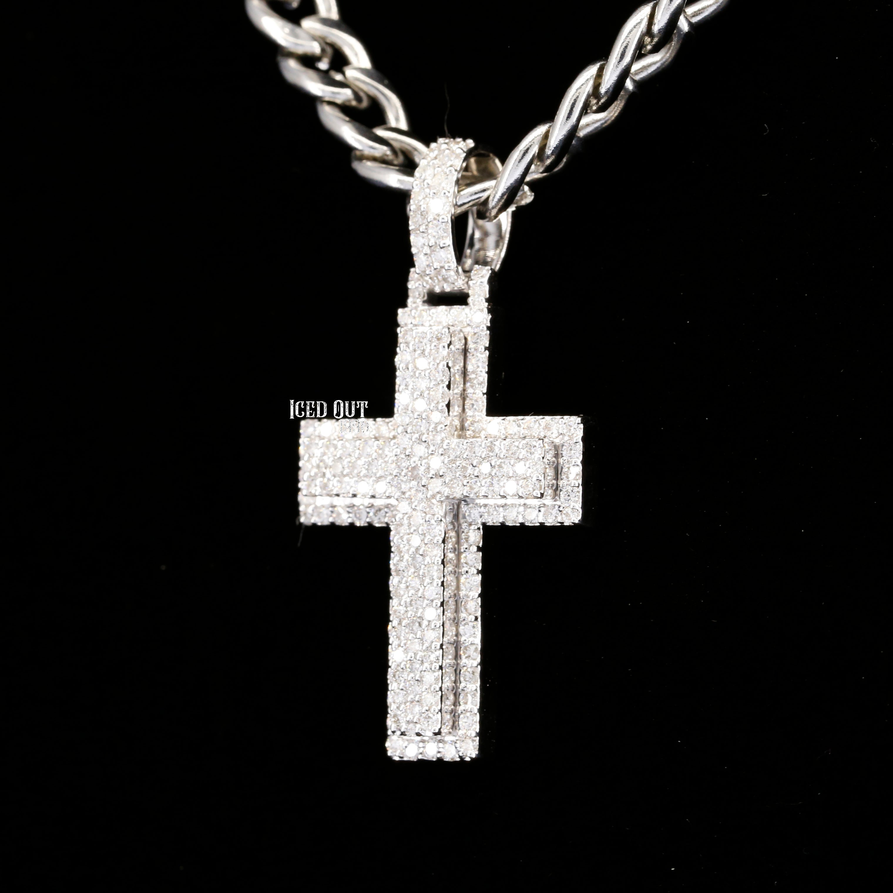 Round Cut Moissanite Diamond Cross Pendant