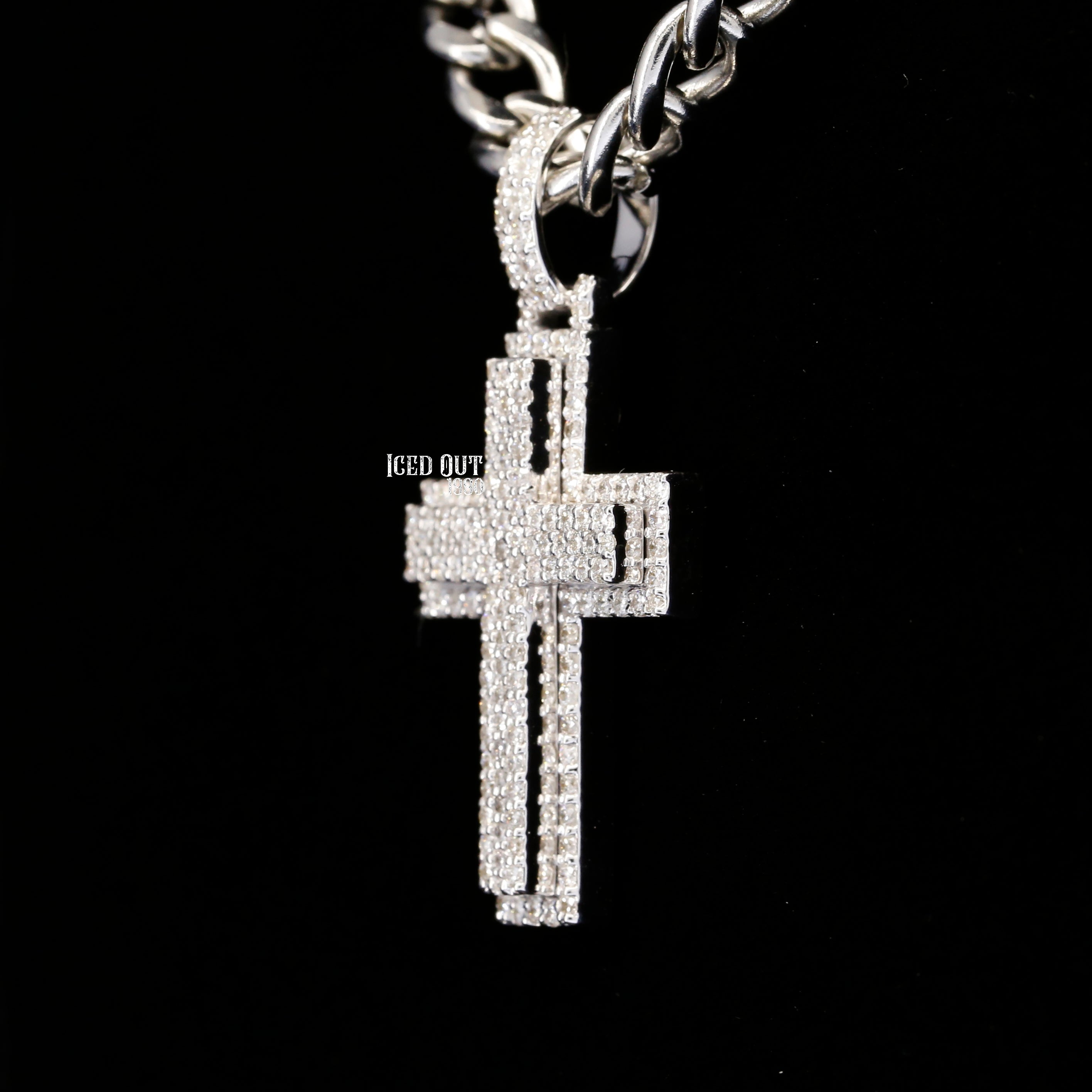 Round Cut Moissanite Diamond Cross Pendant