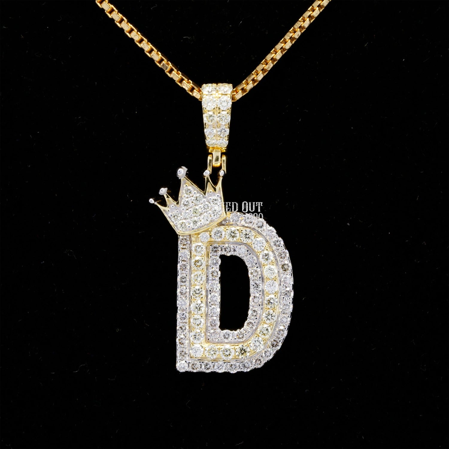 Round Cut Moissanite Initial "D" Hip Hop Pendant