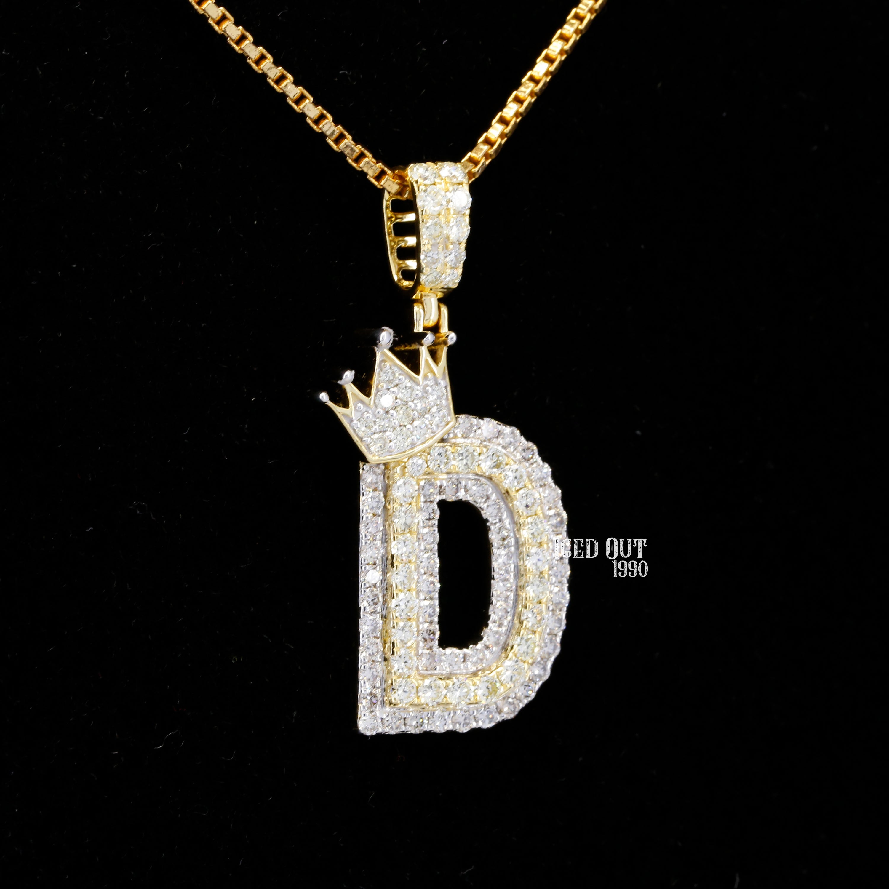 Round Cut Moissanite Initial "D" Hip Hop Pendant