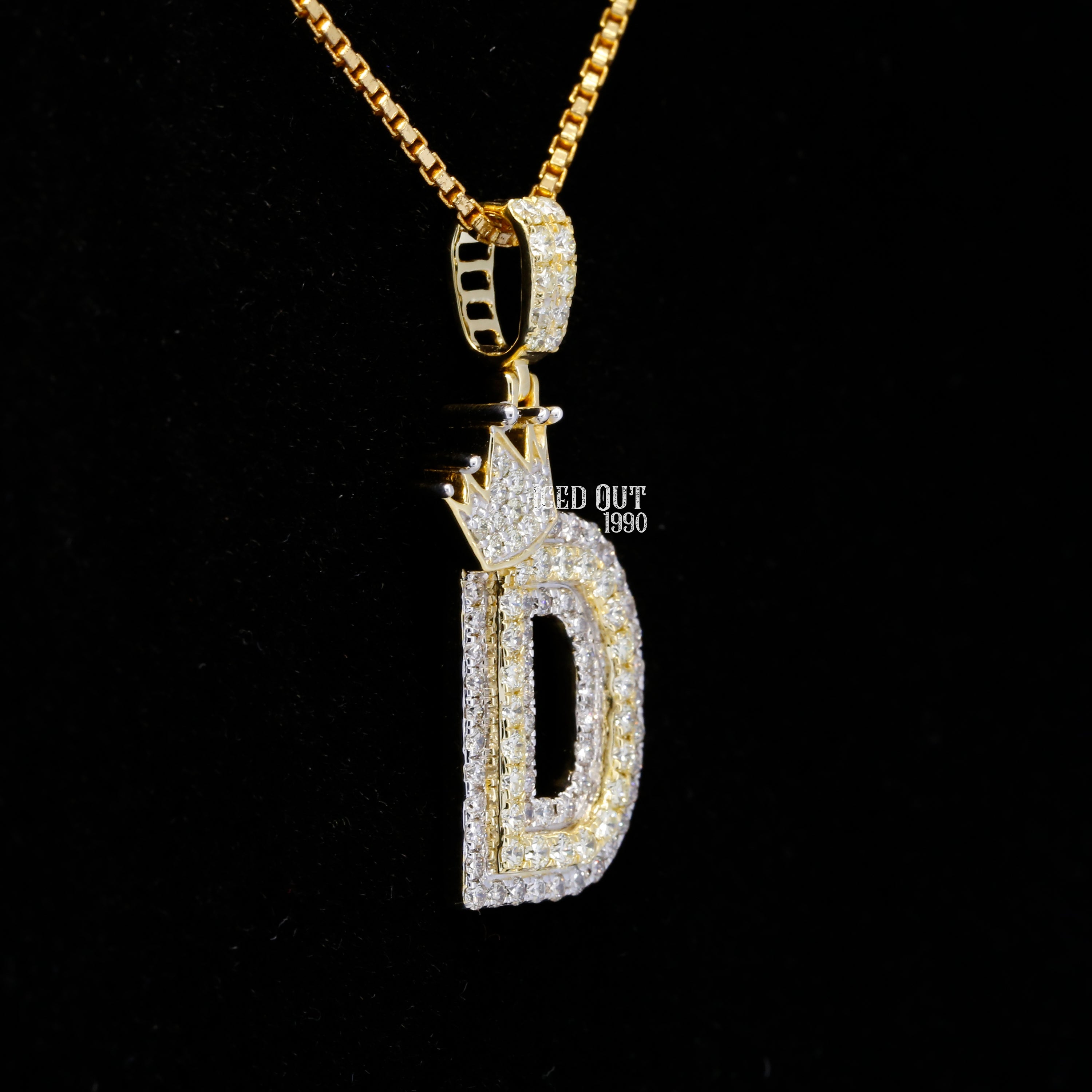 Round Cut Moissanite Initial "D" Hip Hop Pendant