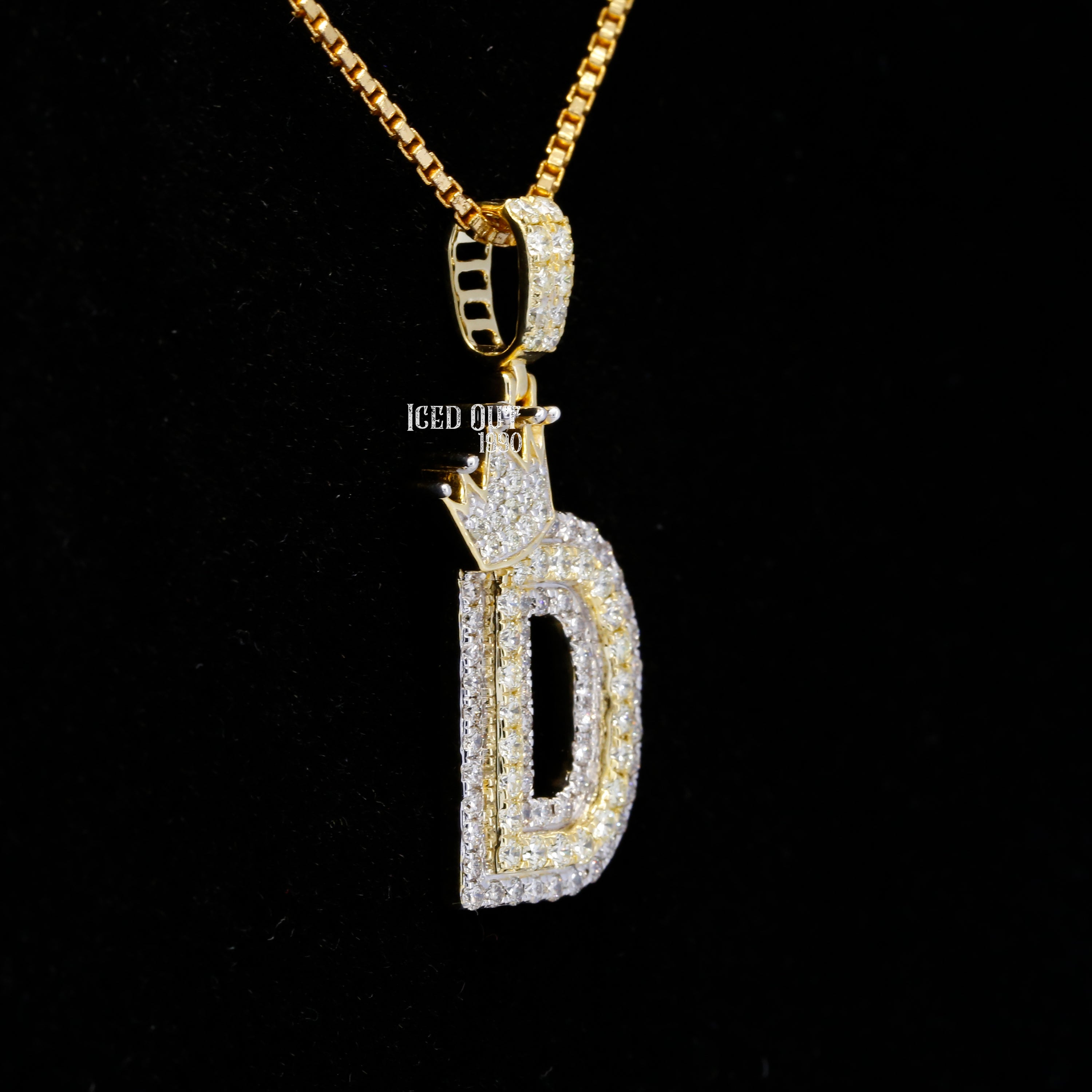 Round Cut Moissanite Initial "D" Hip Hop Pendant