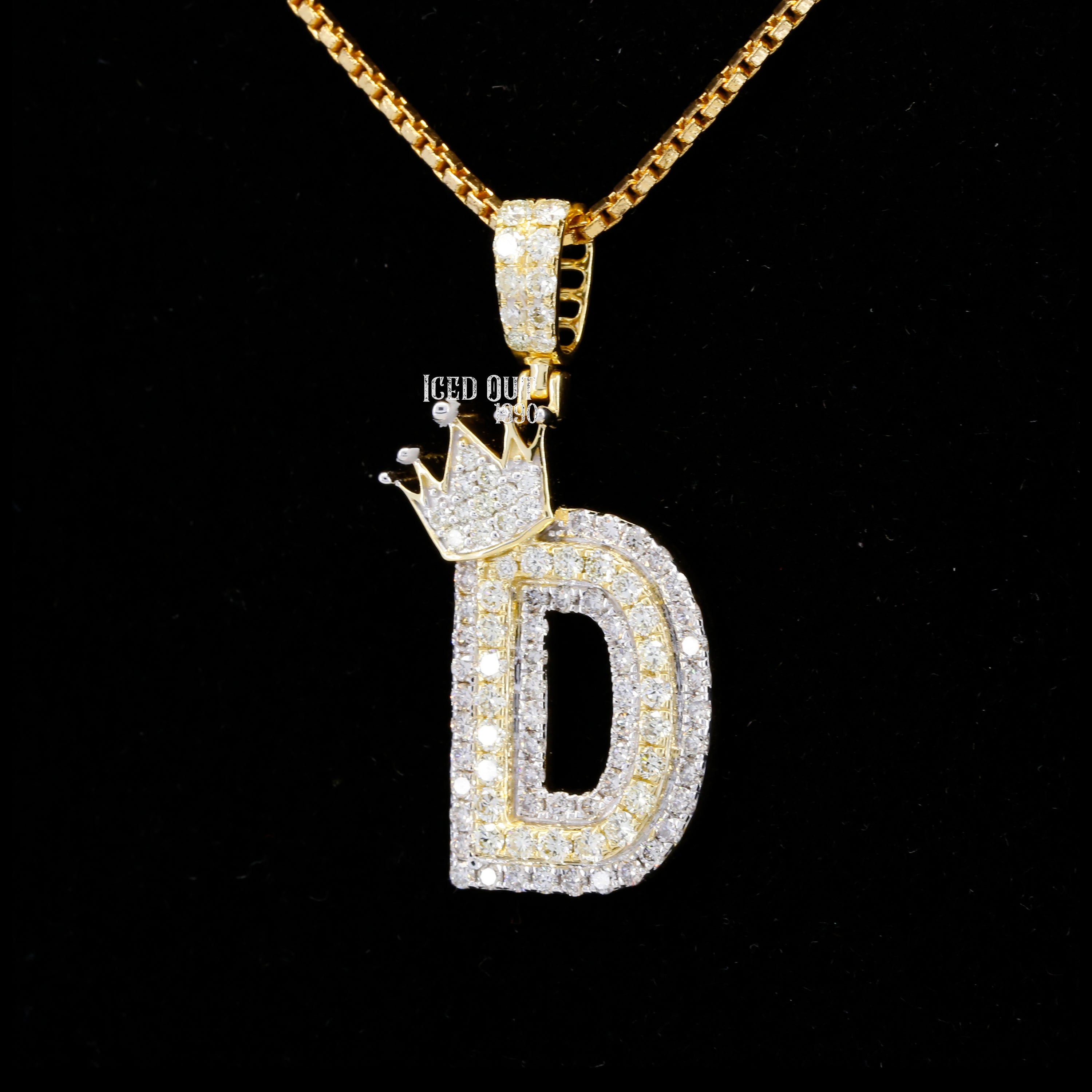 Round Cut Moissanite Initial "D" Hip Hop Pendant