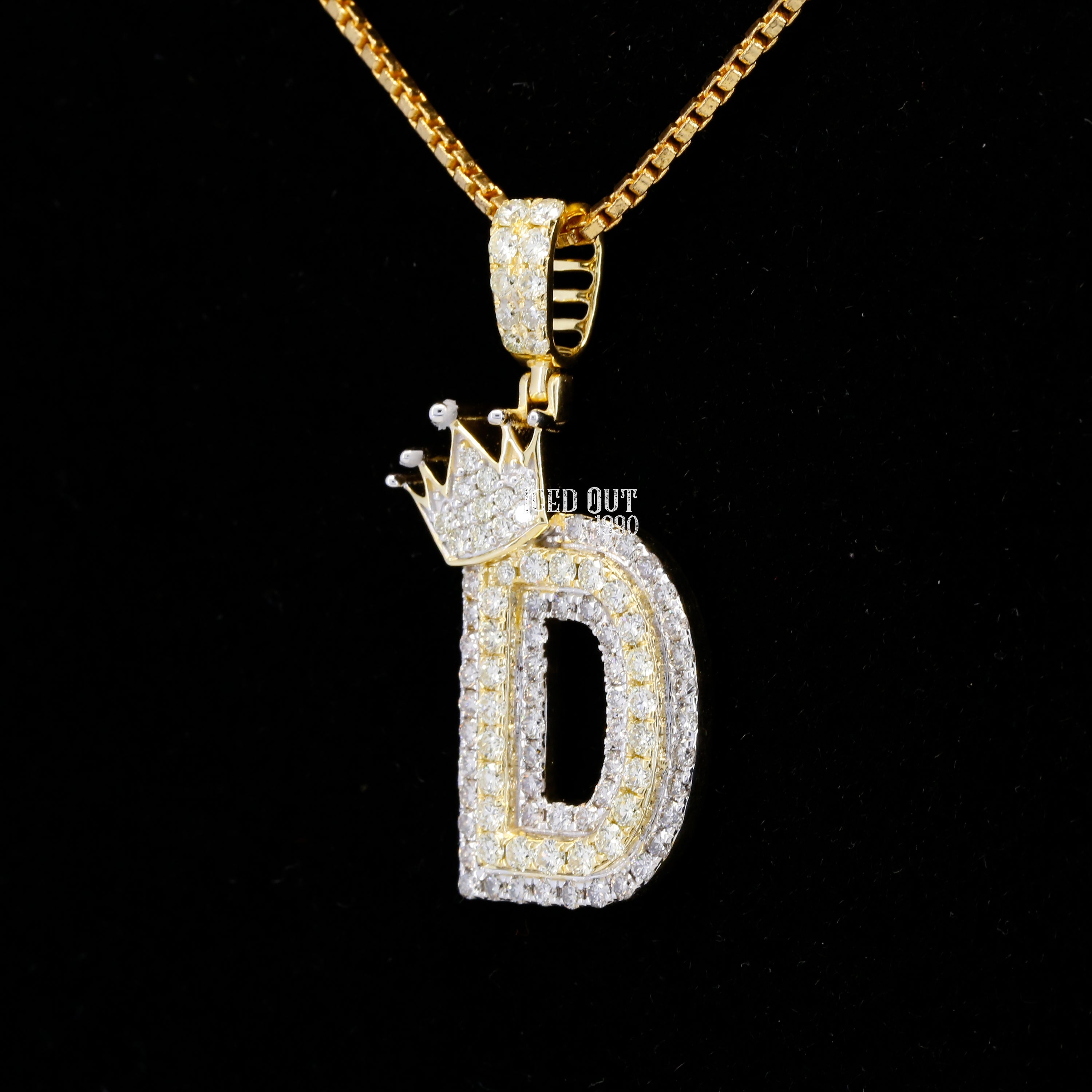 Round Cut Moissanite Initial "D" Hip Hop Pendant