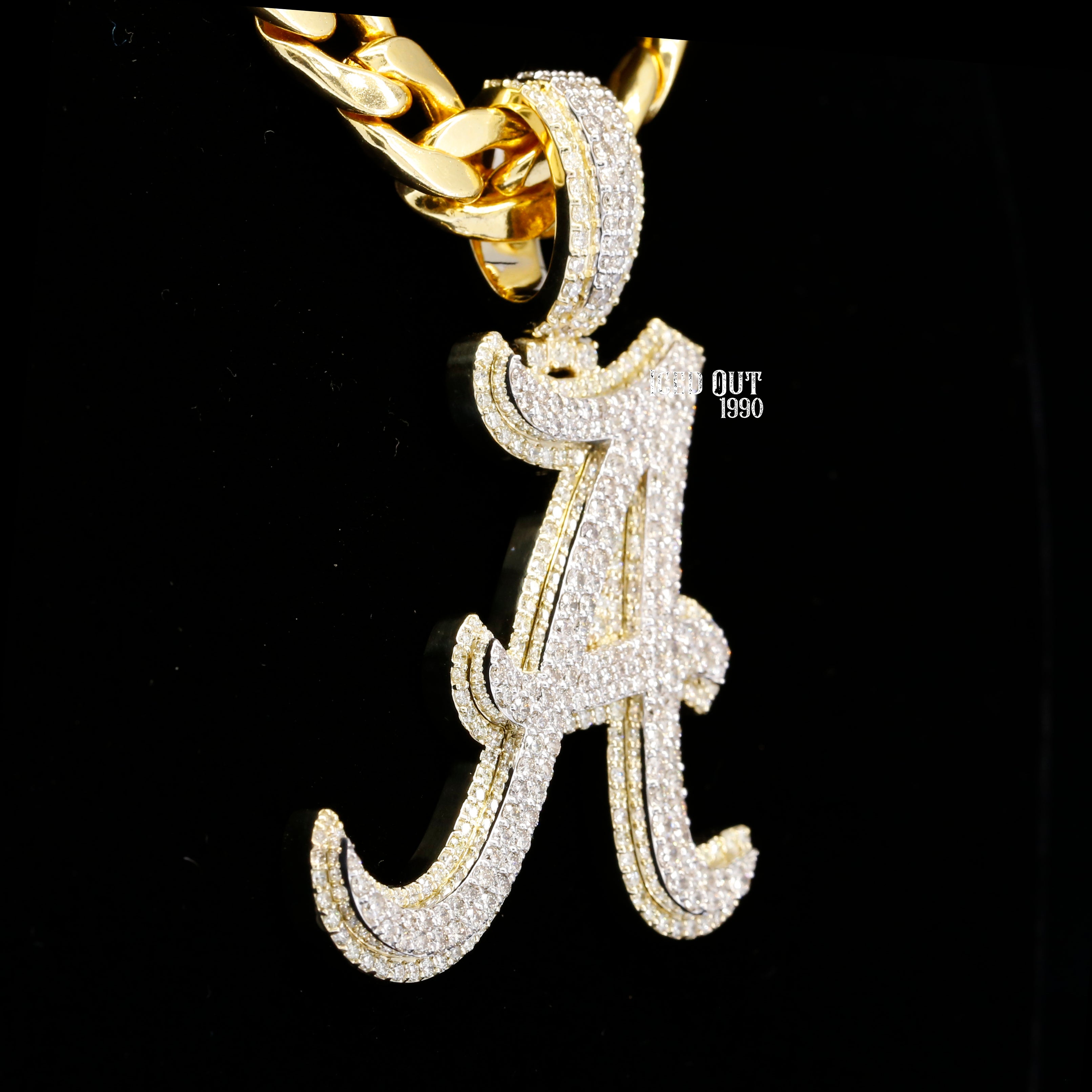 Apple's A Initial Moissanite Diamond Totally Iced Out Hip Hop Style Pendant