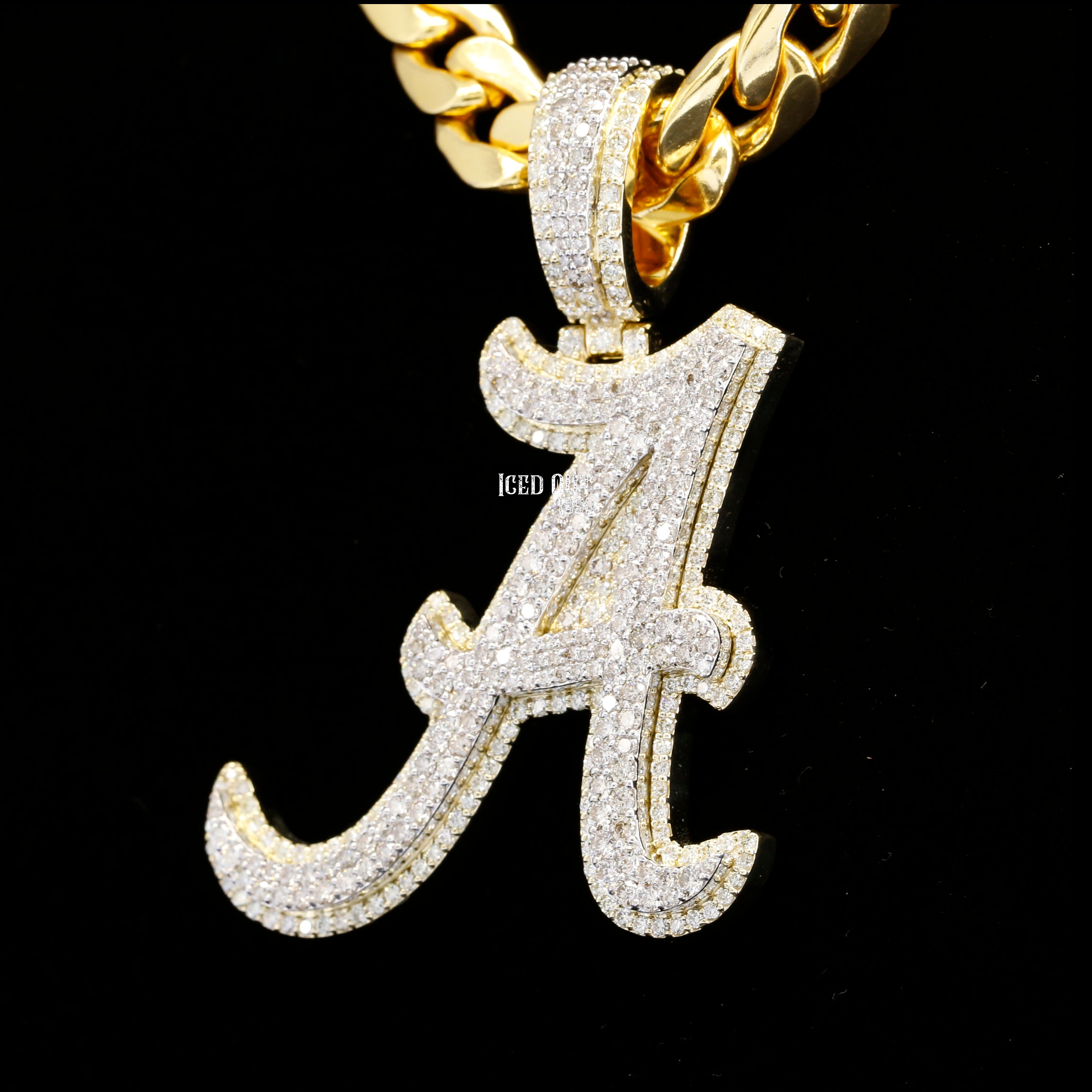 Apple's A Initial Moissanite Diamond Totally Iced Out Hip Hop Style Pendant