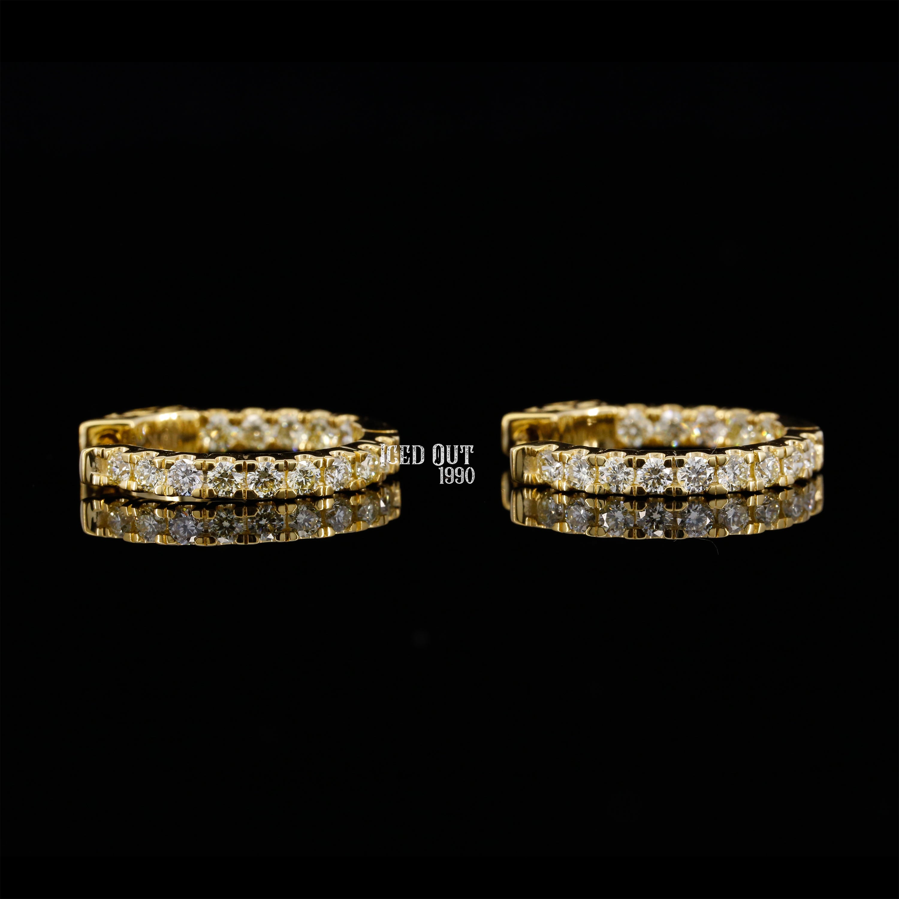 0.89 Carat Round Cut Moissanite Hip Hop Style Two Tone Heggie Hoop Earring