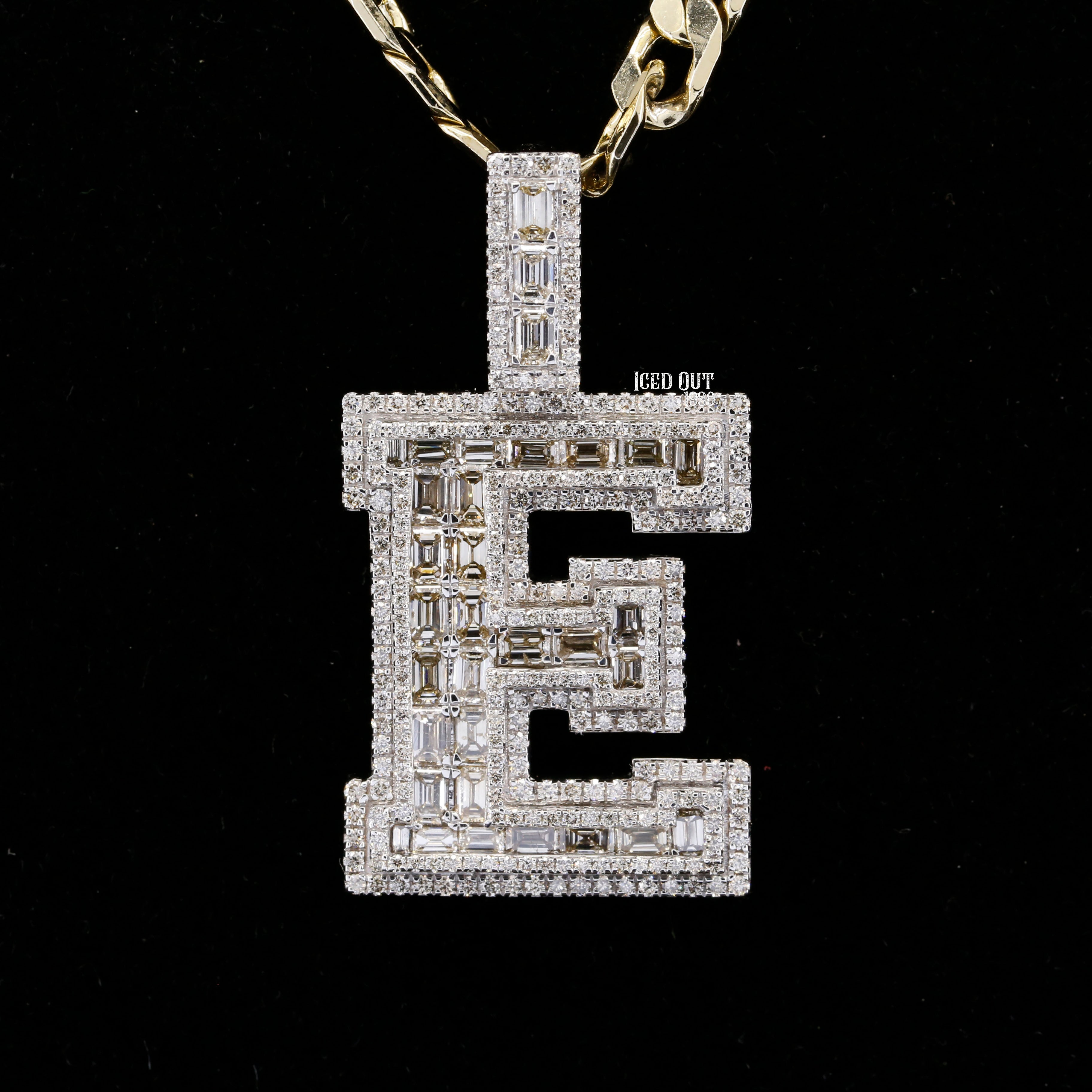 5.23 Carat E Initial Moissanite Round, Baguette And Emerald Cut Diamond Totally Iced Out Stylish Hip Hop Pendant