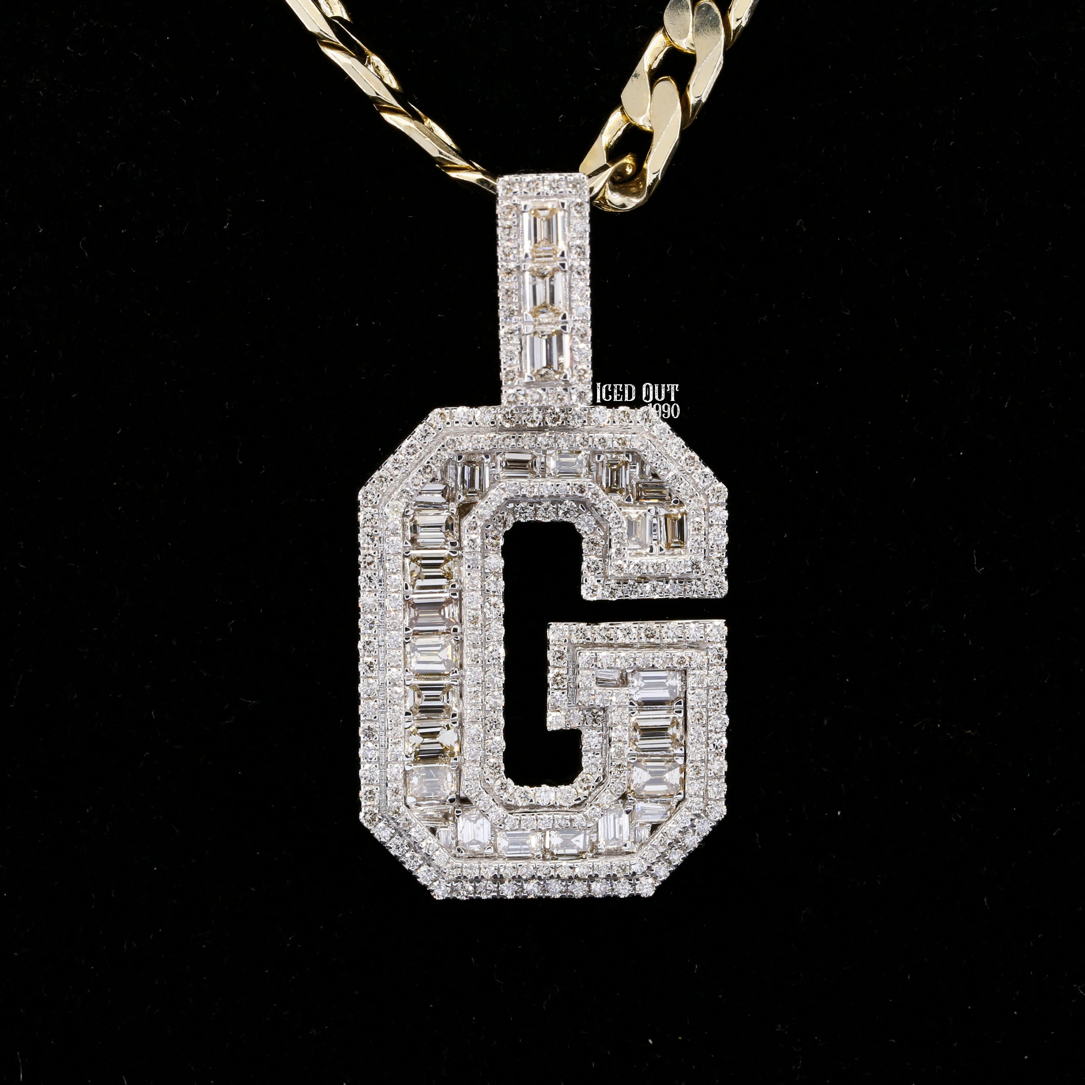 4.23 Carat G Initial Moissanite Round And Emerald Cut Diamond Totally Iced Out Stylish Hip Hop Pendant