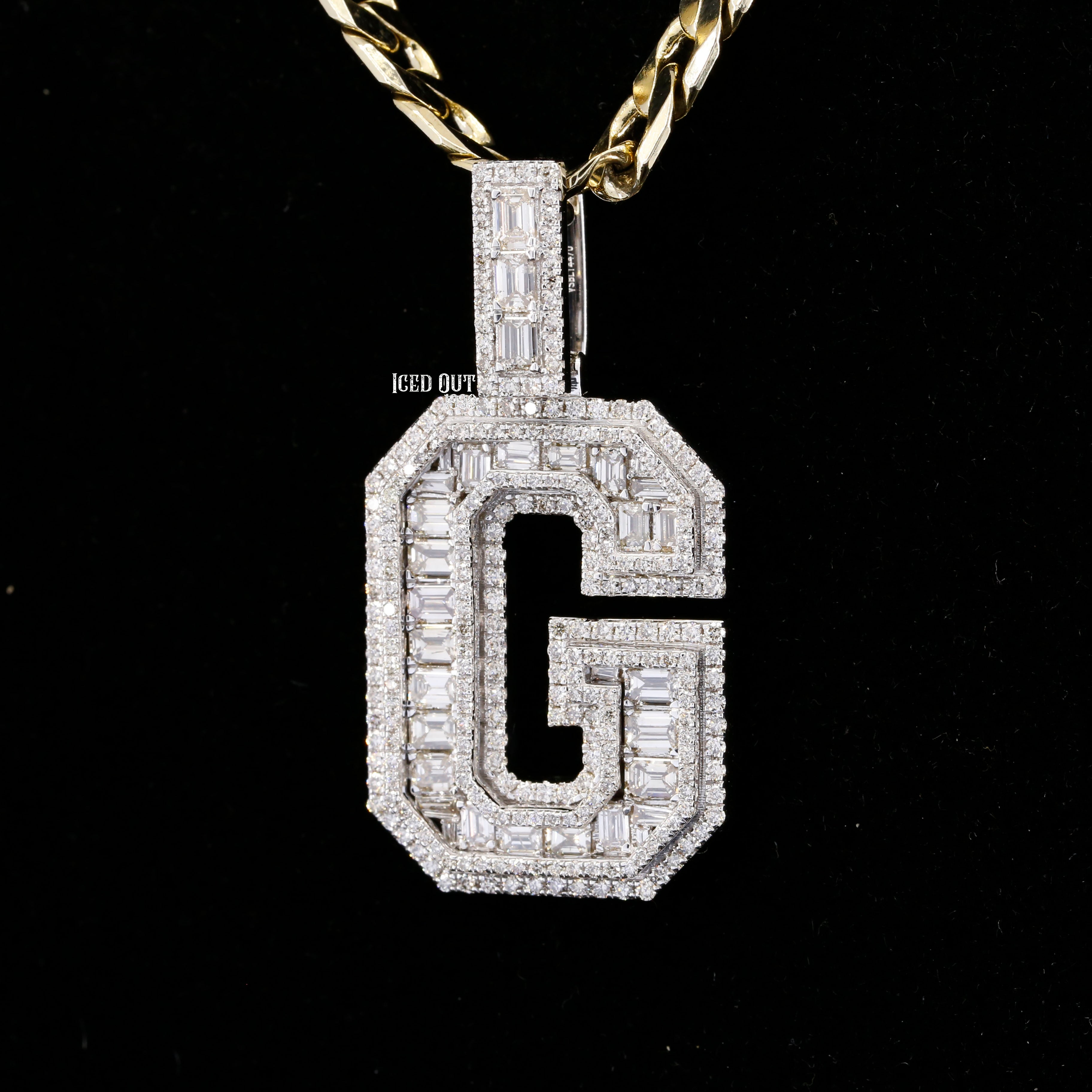 Moissanite Initial Letter “G” Hip Hop Pendant