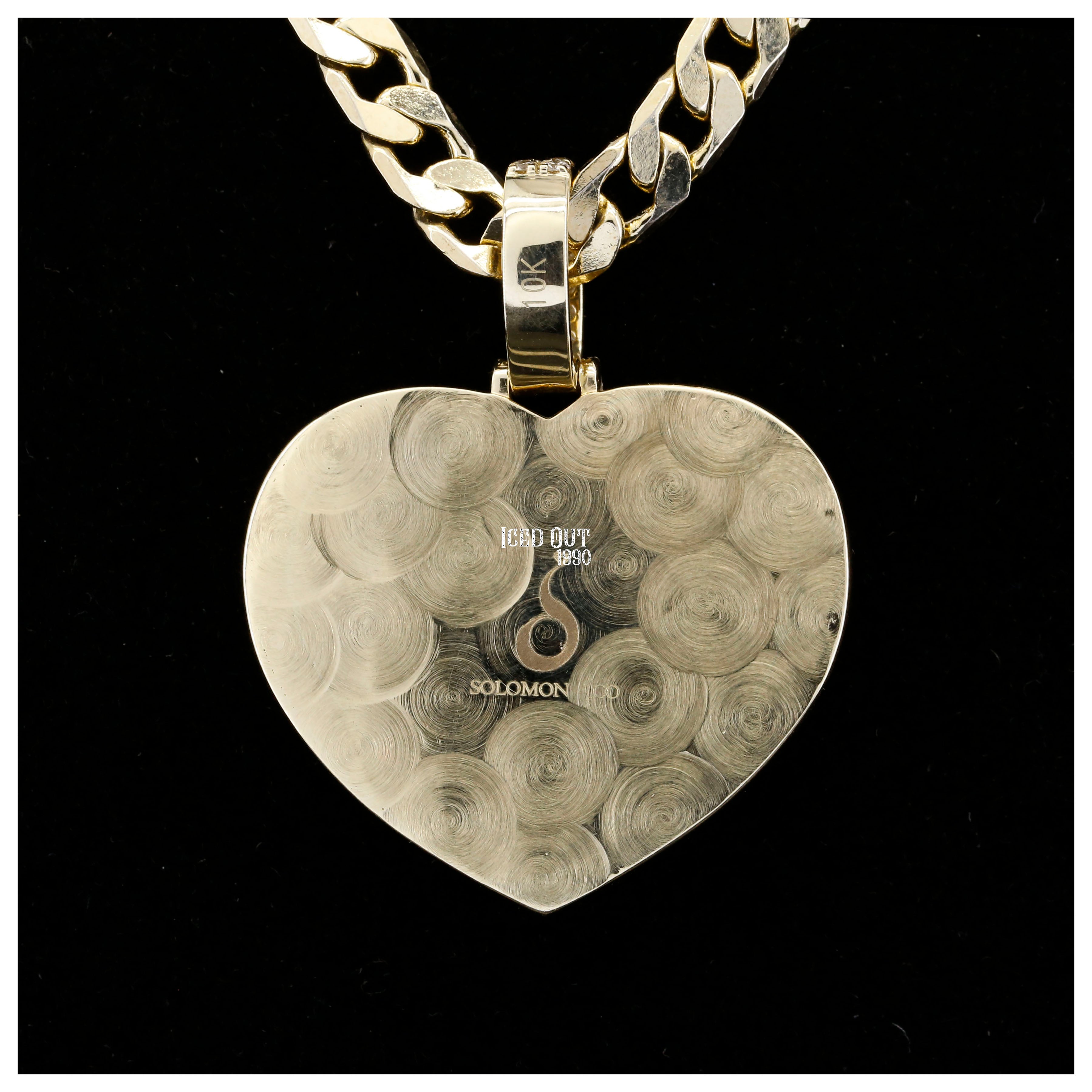 Round Cut Moissanite Double Row Heart Photo Pendant