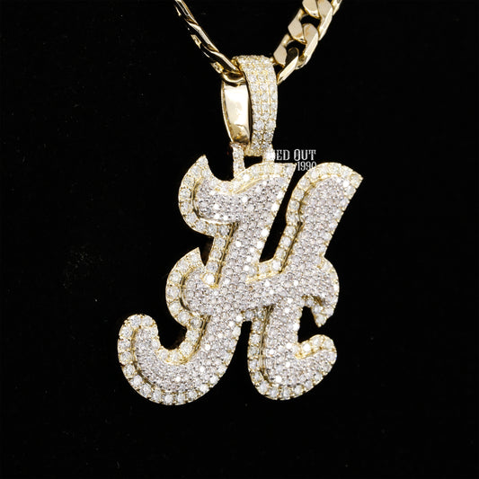 6.62 Carat H Initial Round Cut Moissanite Diamond Totally Iced Out Stylish Hip Hop Pendant