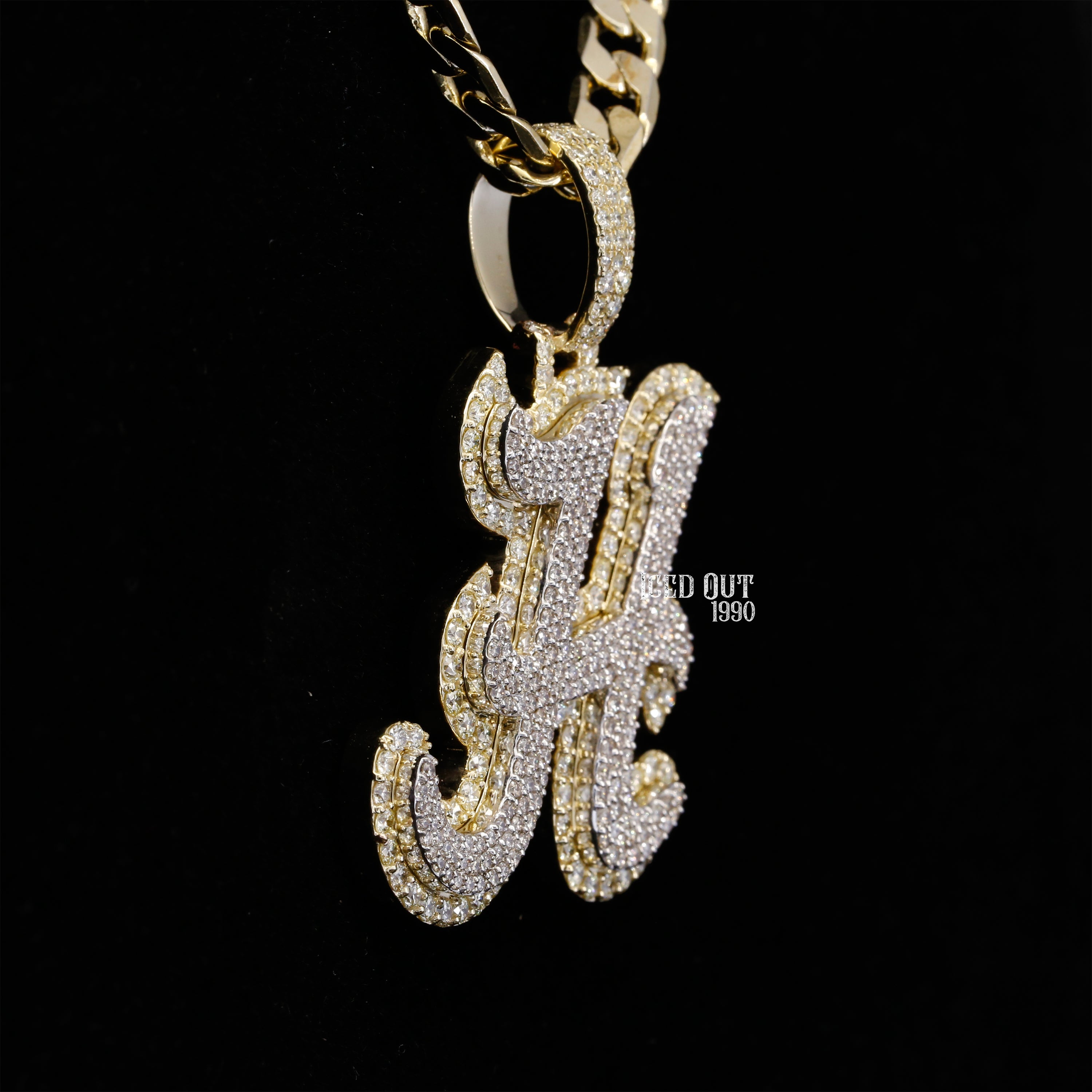 6.62 Carat H Initial Round Cut Moissanite Diamond Totally Iced Out Stylish Hip Hop Pendant