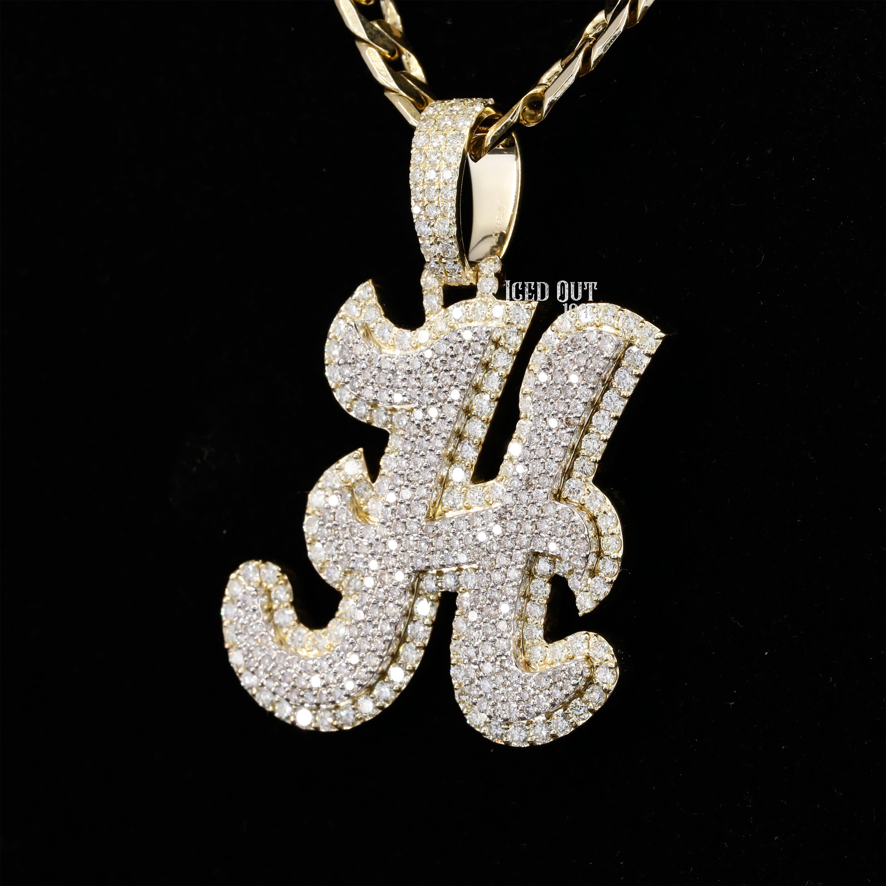 6.62 Carat H Initial Round Cut Moissanite Diamond Totally Iced Out Stylish Hip Hop Pendant