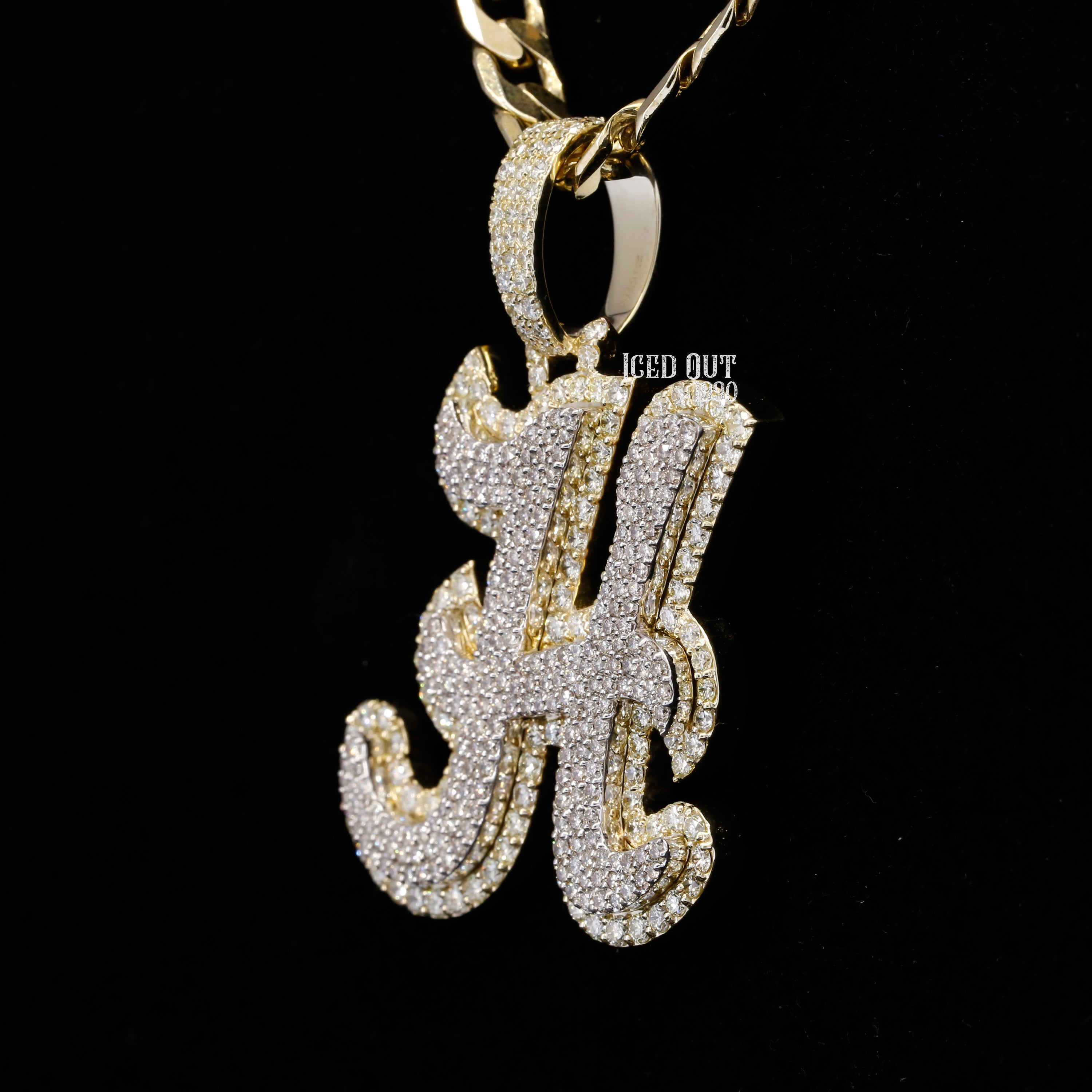 6.62 Carat H Initial Round Cut Moissanite Diamond Totally Iced Out Stylish Hip Hop Pendant