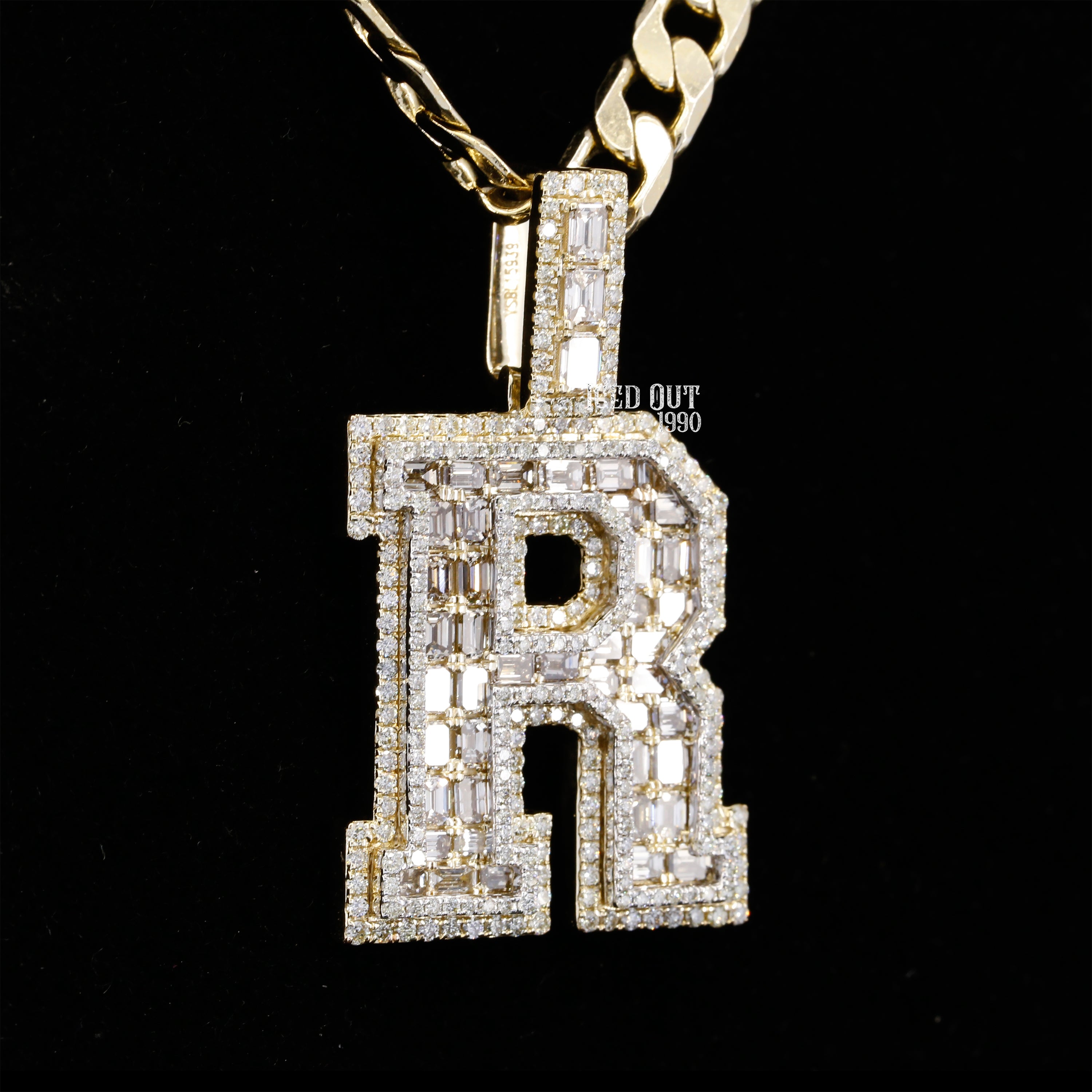 6.61 Carat R Initial Moissanite Diamond Round And Emerald Shape Totally Iced Out Stylish Hip Hop Pendant