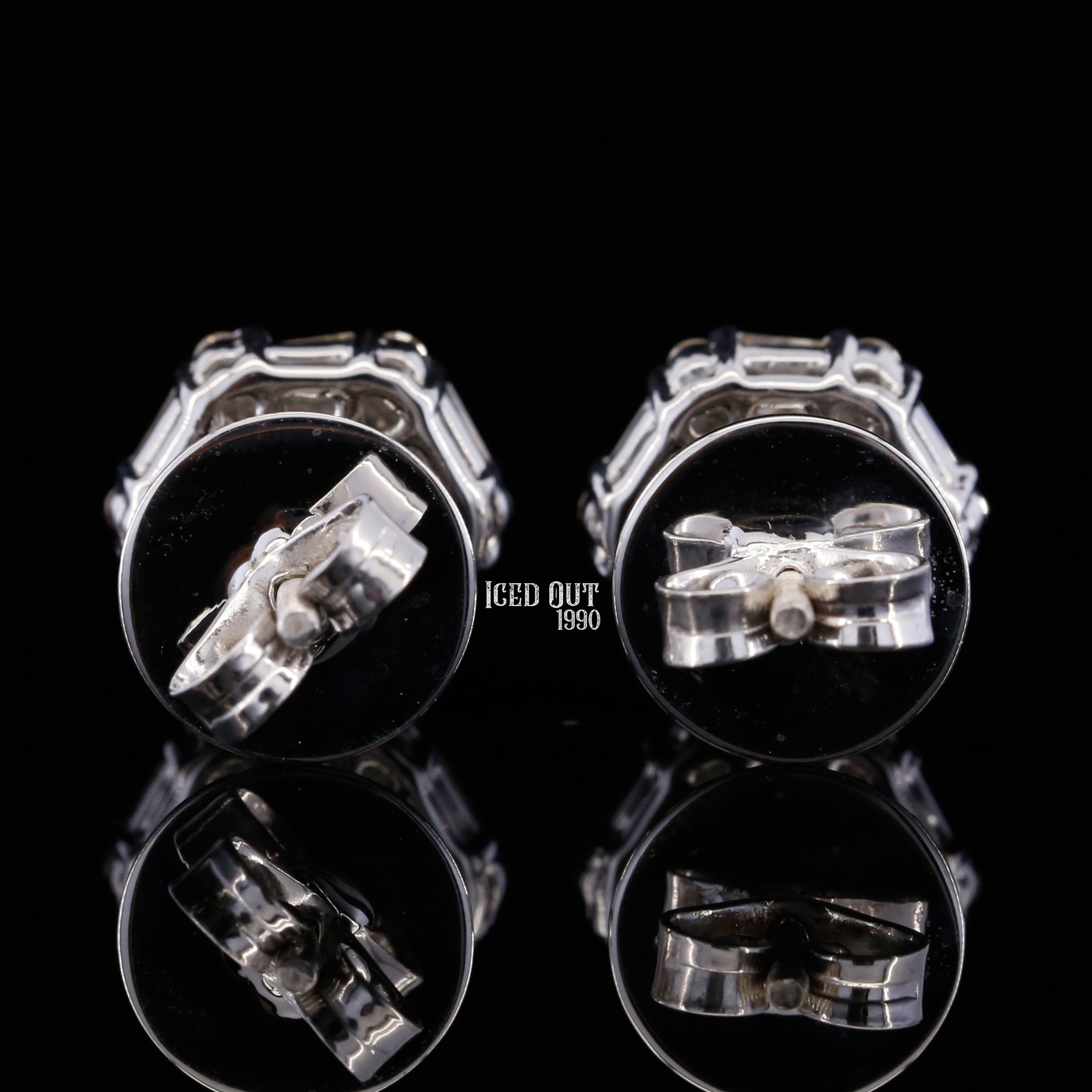 1.4 Carat Round & Baguette Cut Moissanite Hip Hop Style Two Tone Cluster Earrings For Men