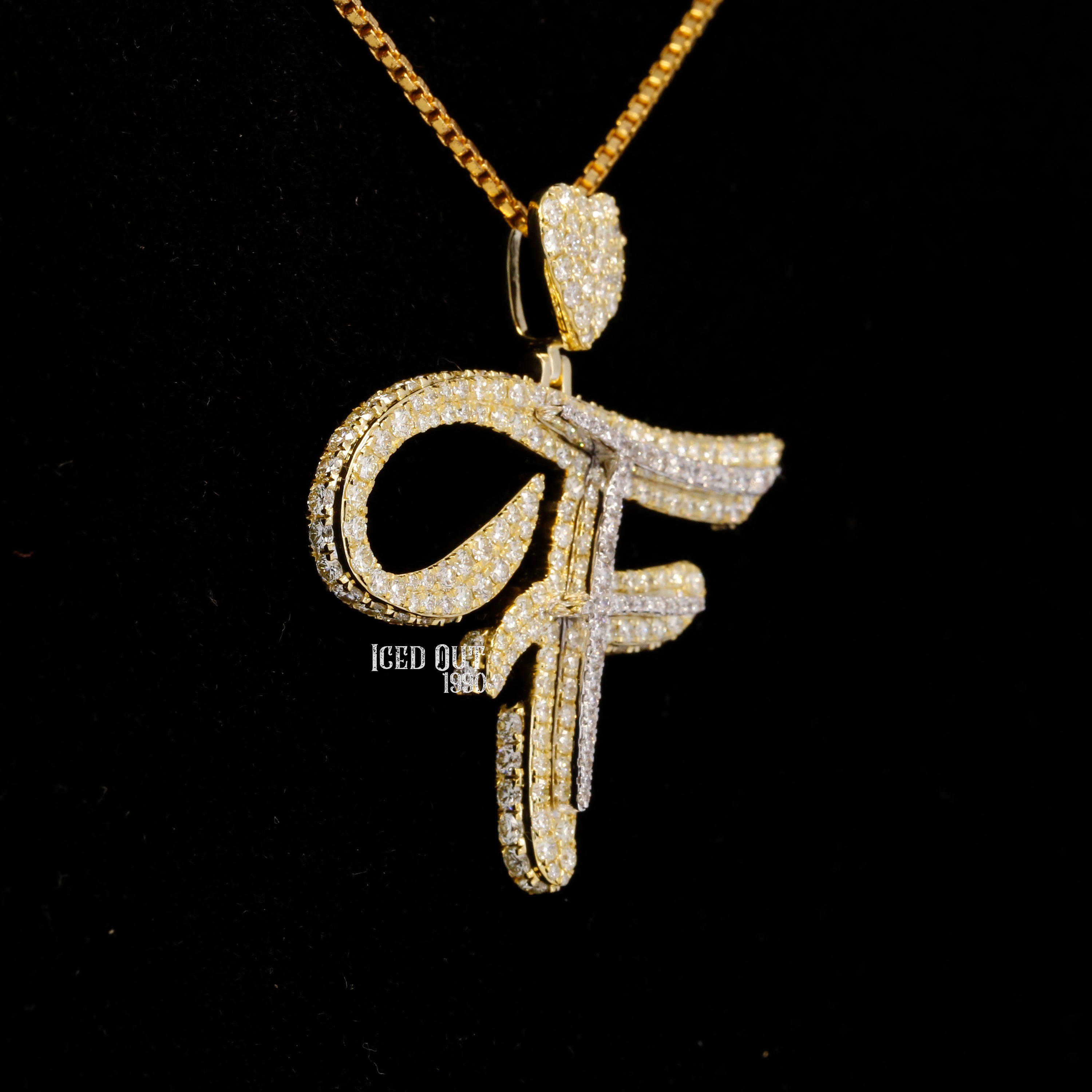 Round Cut Moissanite Initial "F" Hip Hop Pendant