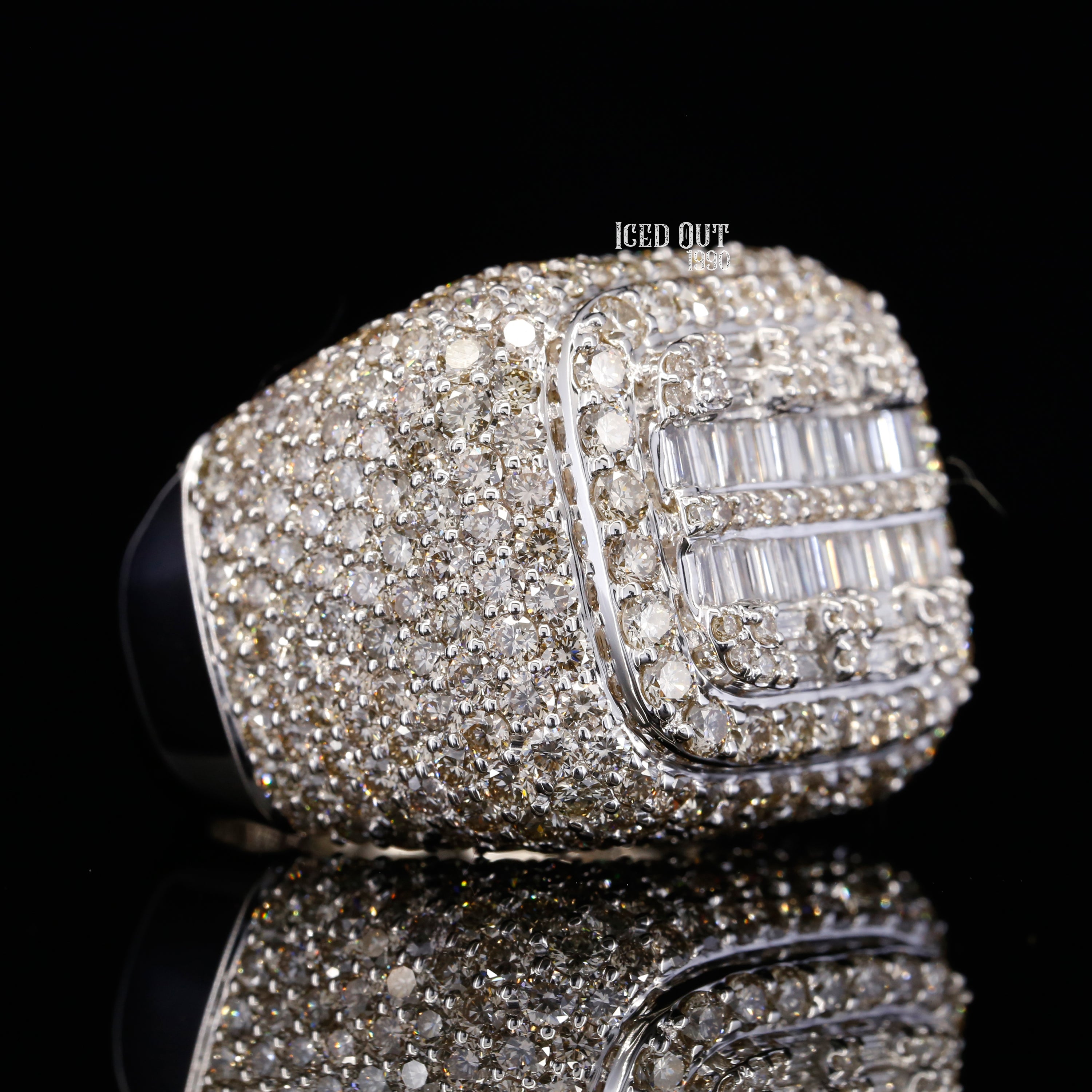 10 CT Moissanite Diamond Iced Out Round & Baguette Shape Championship Ring In Hip Hop Style