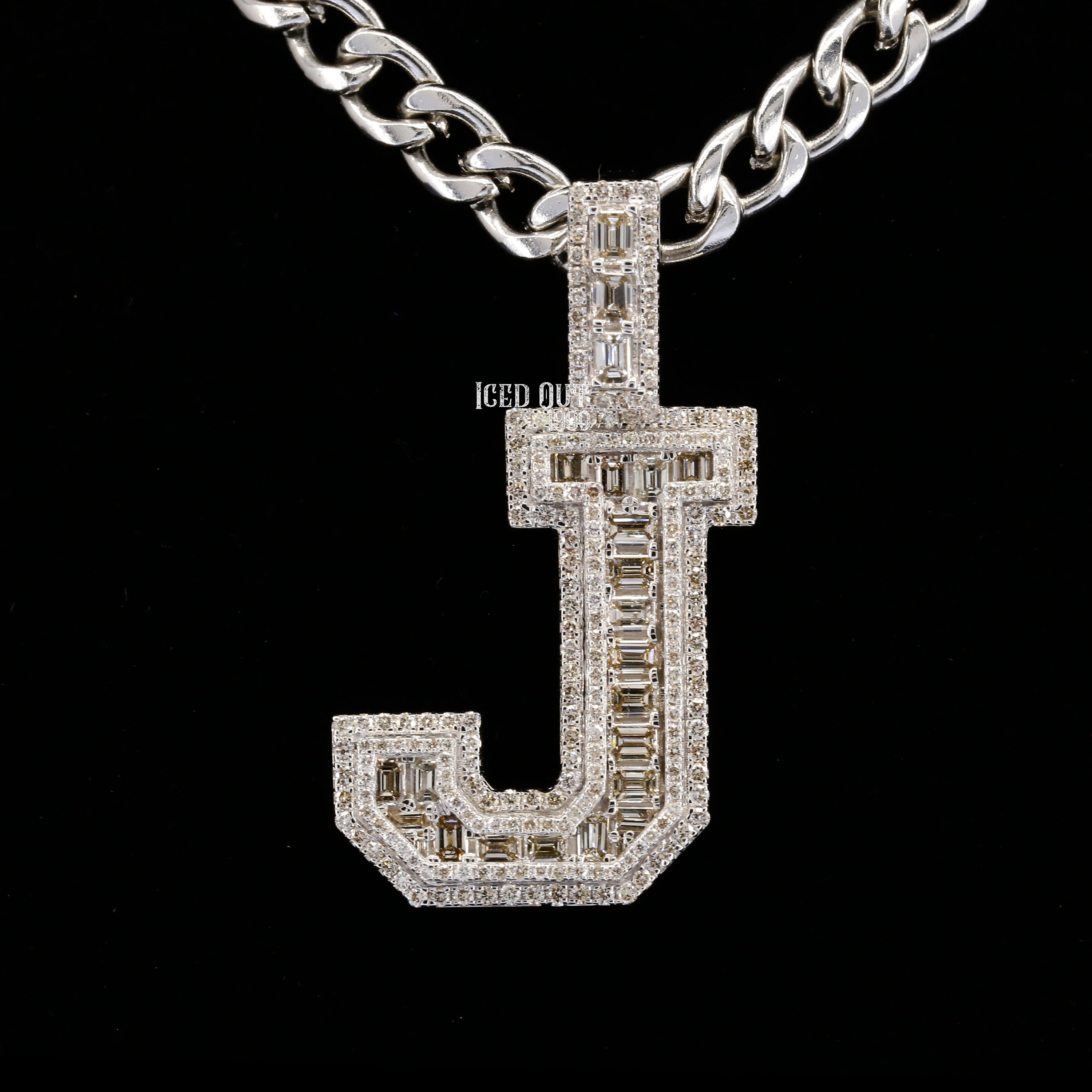 4.23 Carat J Initial Moissanite Round And Emerald Cut Diamond Totally Iced Out Stylish Hip Hop Pendant