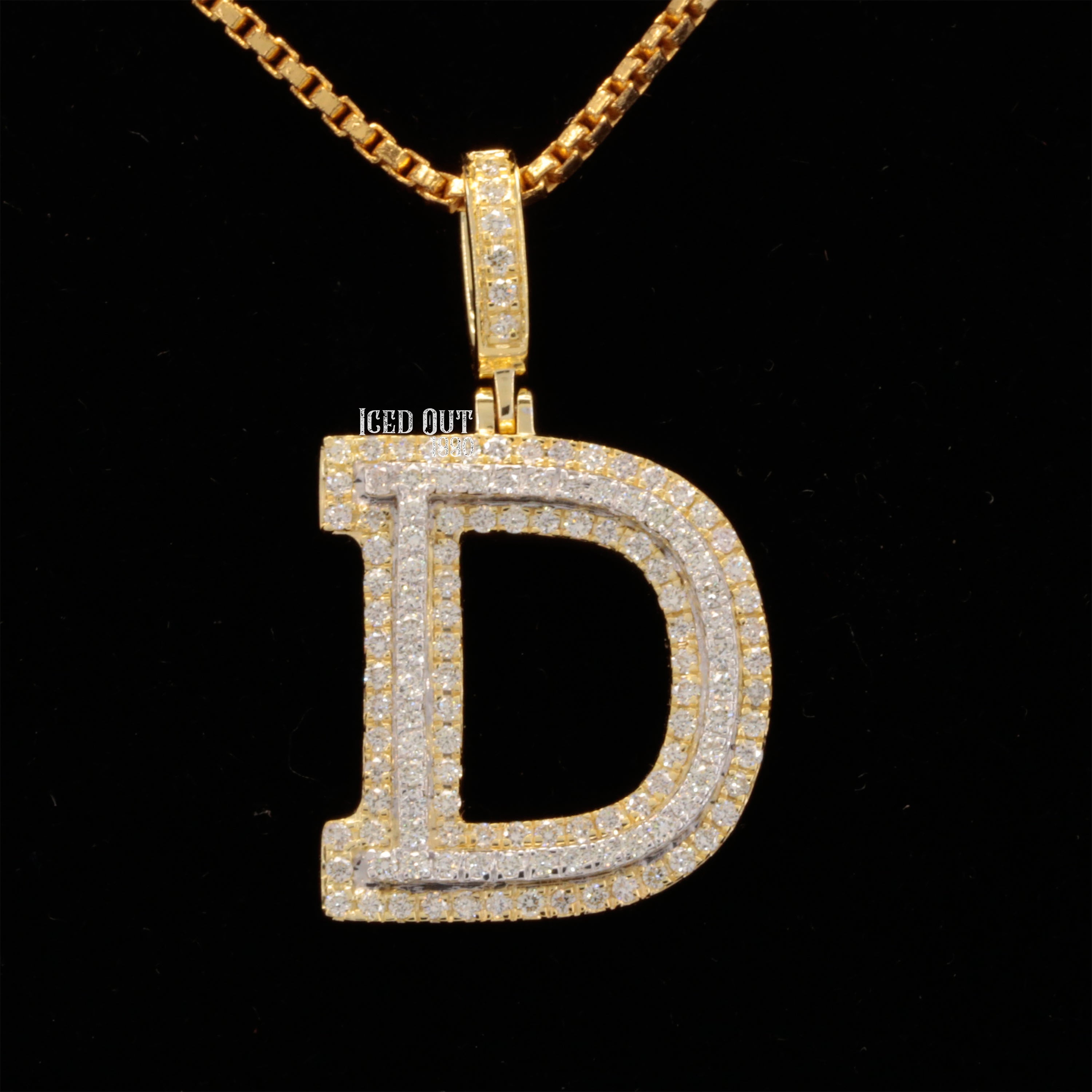 D Initial Moissanite Diamond Totally Iced Out in White Stone Hip Hop Style Pendant