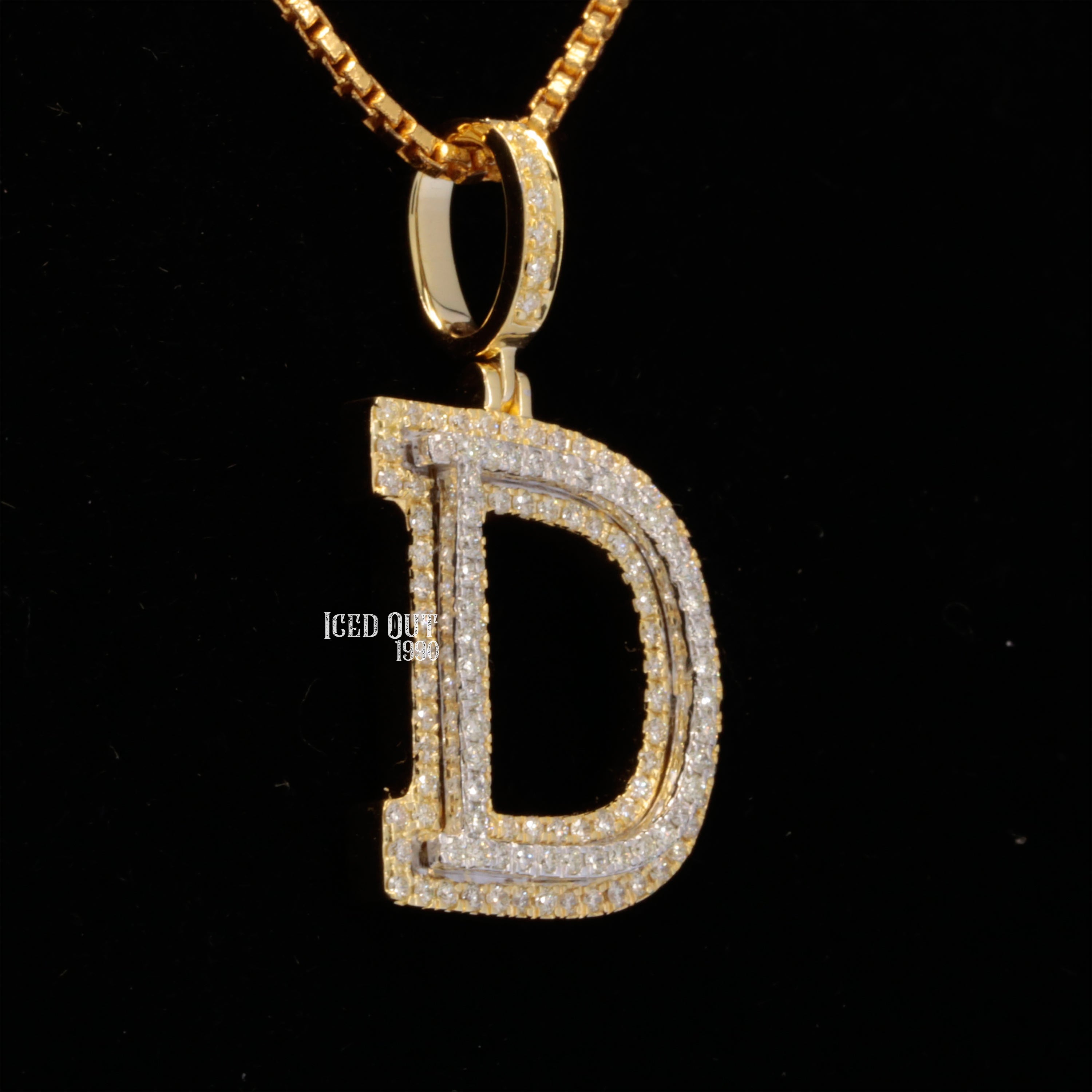 D Initial Moissanite Diamond Totally Iced Out in White Stone Hip Hop Style Pendant