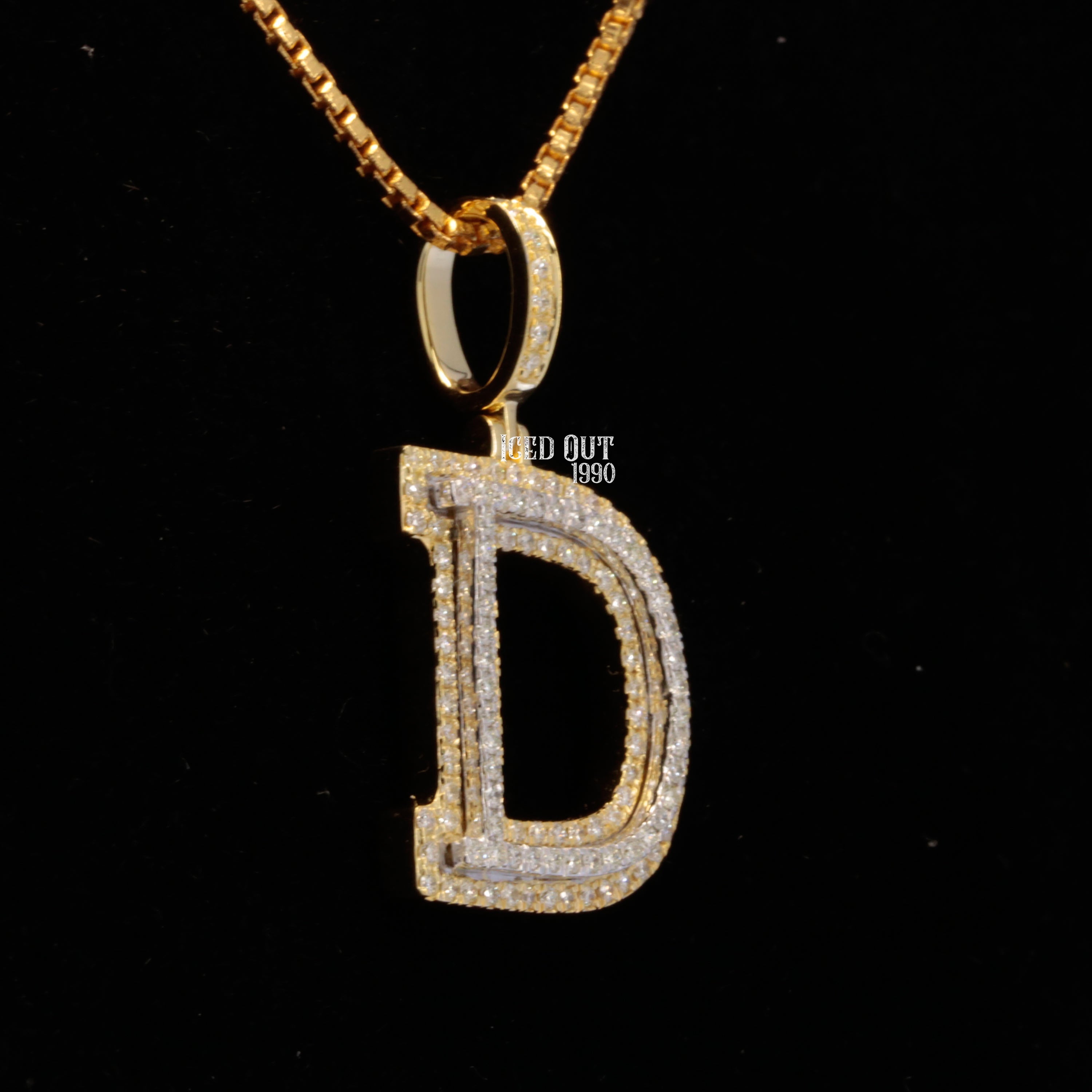 D Initial Moissanite Diamond Totally Iced Out in White Stone Hip Hop Style Pendant