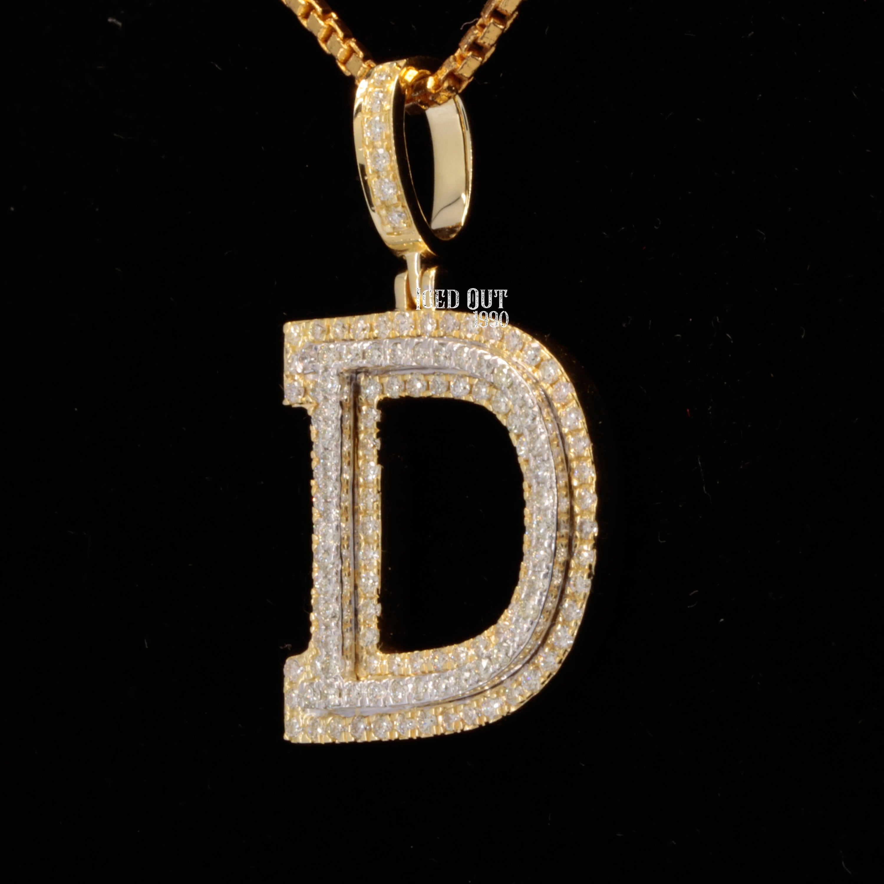 D Initial Moissanite Diamond Totally Iced Out in White Stone Hip Hop Style Pendant