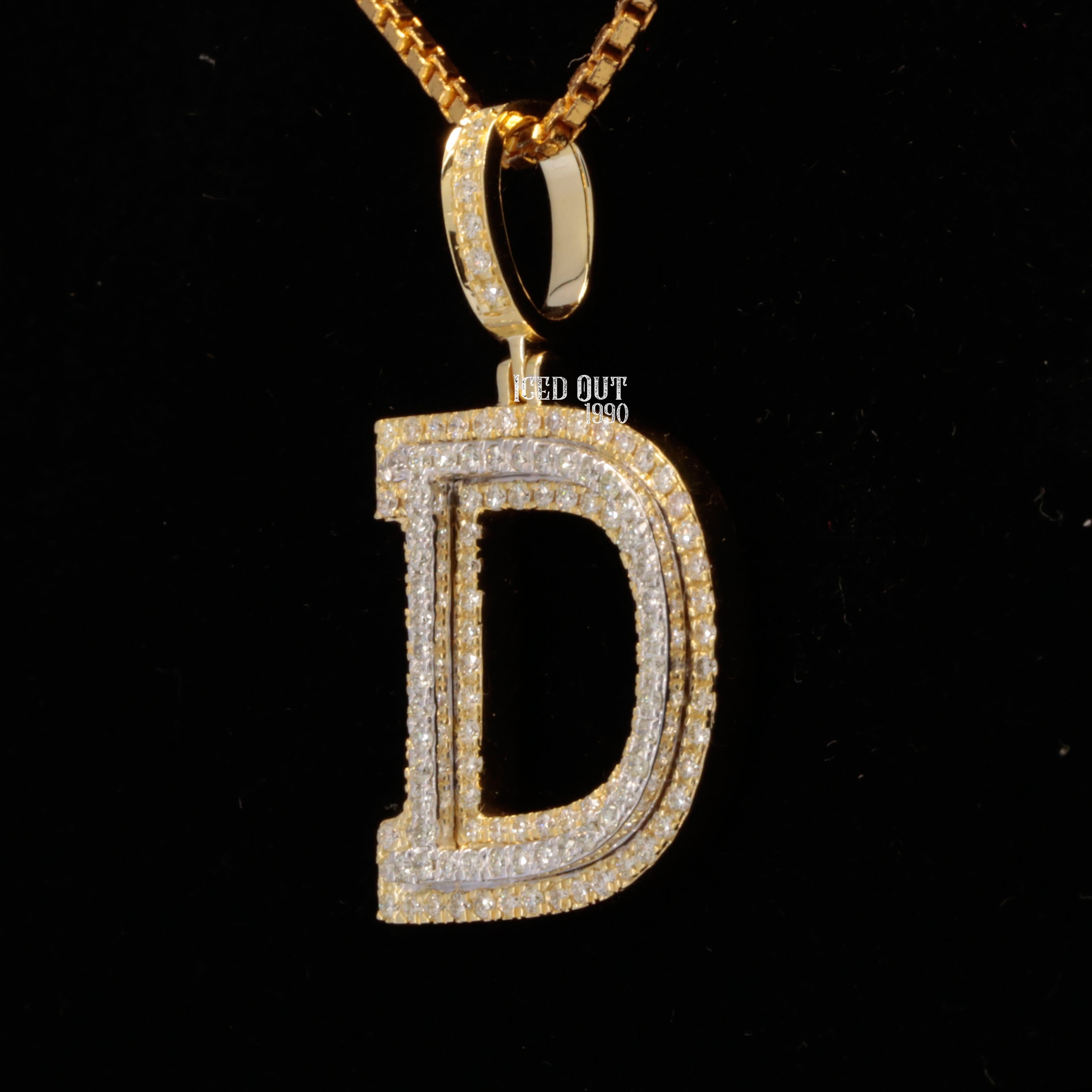 D Initial Moissanite Diamond Totally Iced Out in White Stone Hip Hop Style Pendant